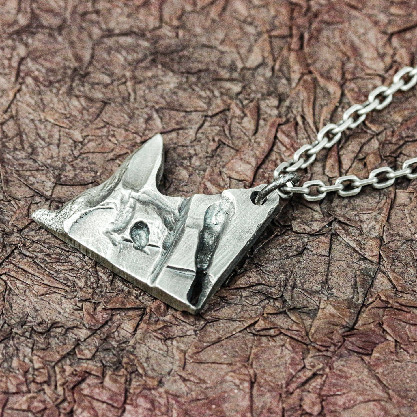 Fractured Fox Mask Pendant - 925 Silver Handcrafted