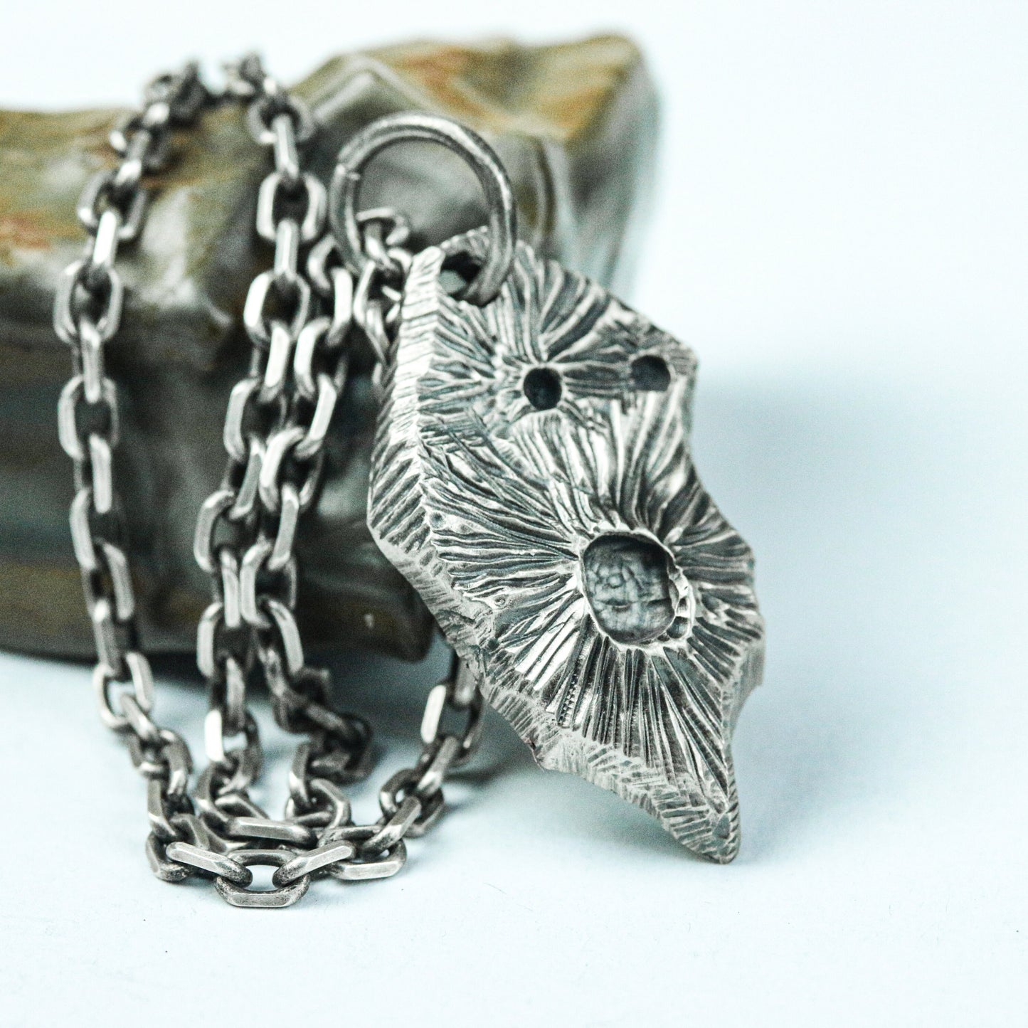 Celestial Impact Relic Pendant - Handcrafted in 925 Silver