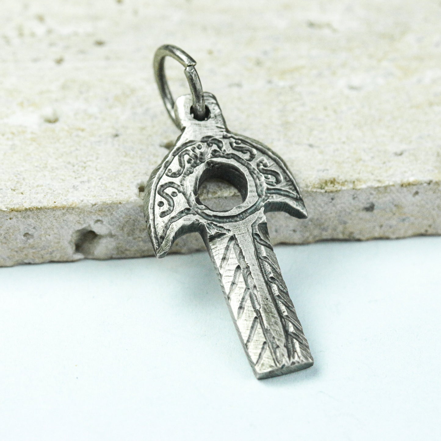 Runic Battle Axe Pendant - 925 Silver Handcrafted