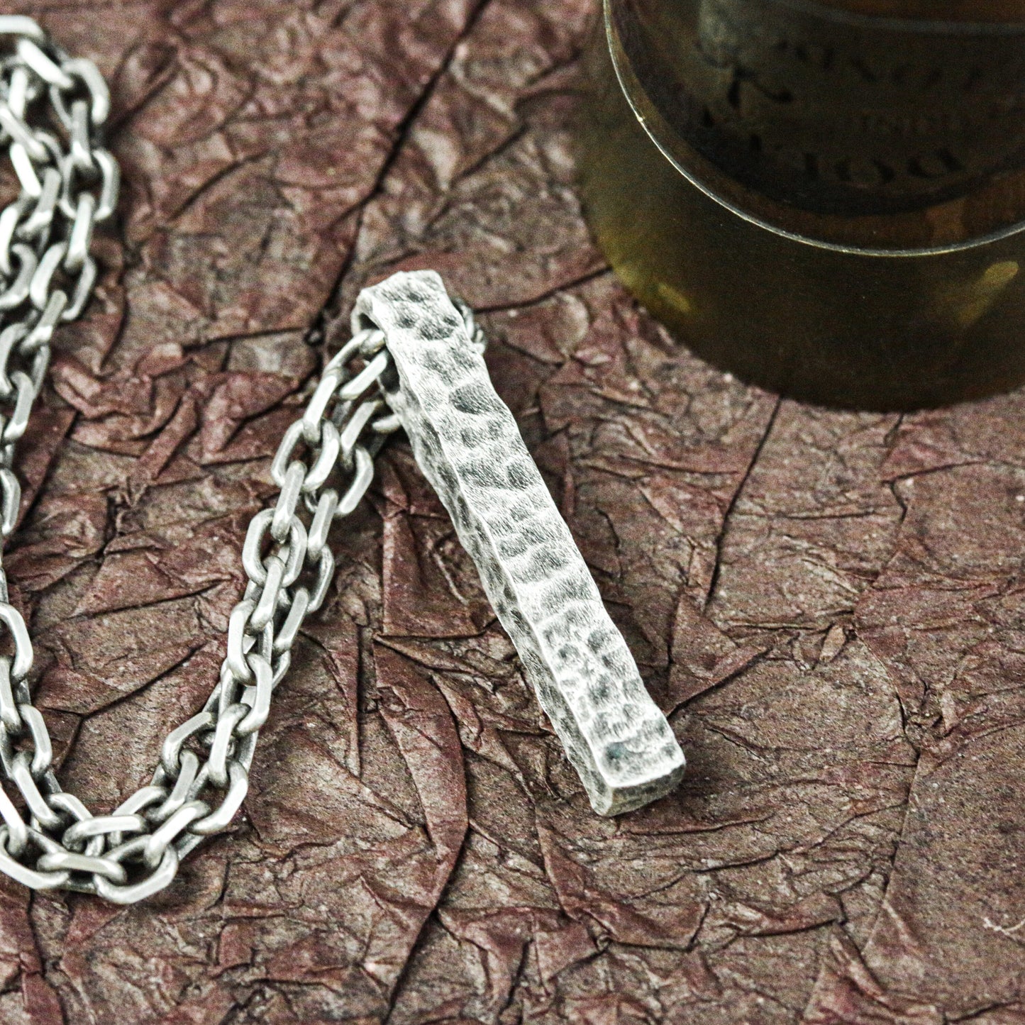 Runic Talisman Pillar Pendant - Artisan Crafted in 925 Silver