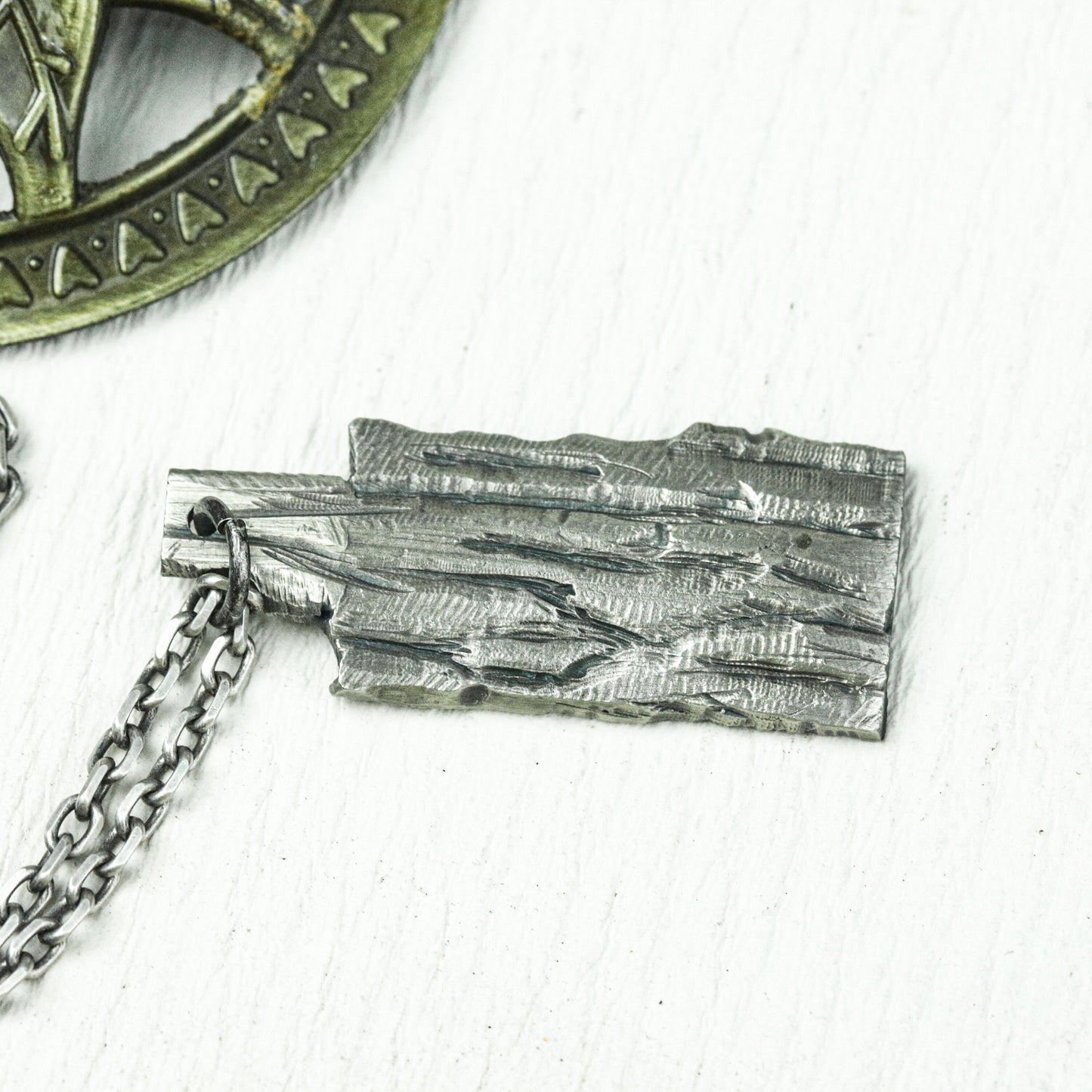 Ancient Bark Relic Pendant - 925 Silver Handcrafted