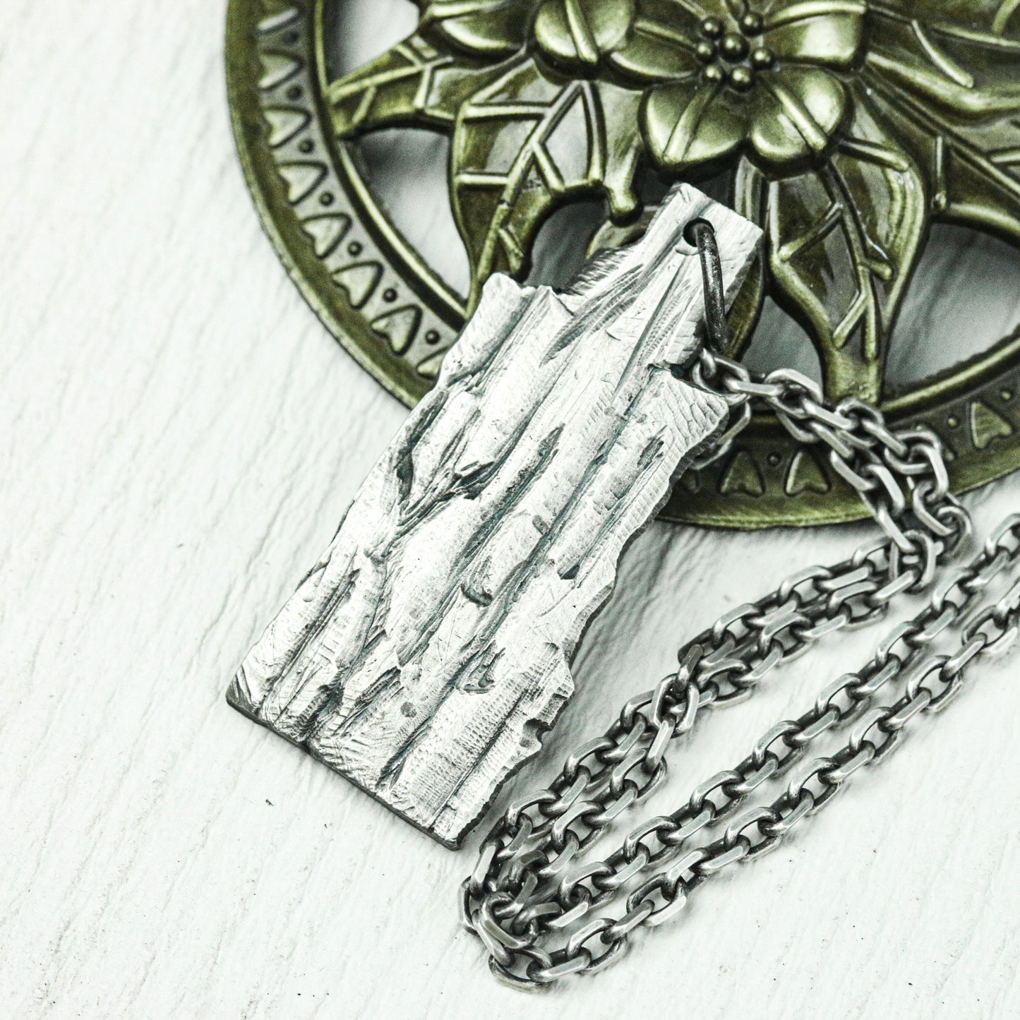 Ancient Bark Relic Pendant - 925 Silver Handcrafted