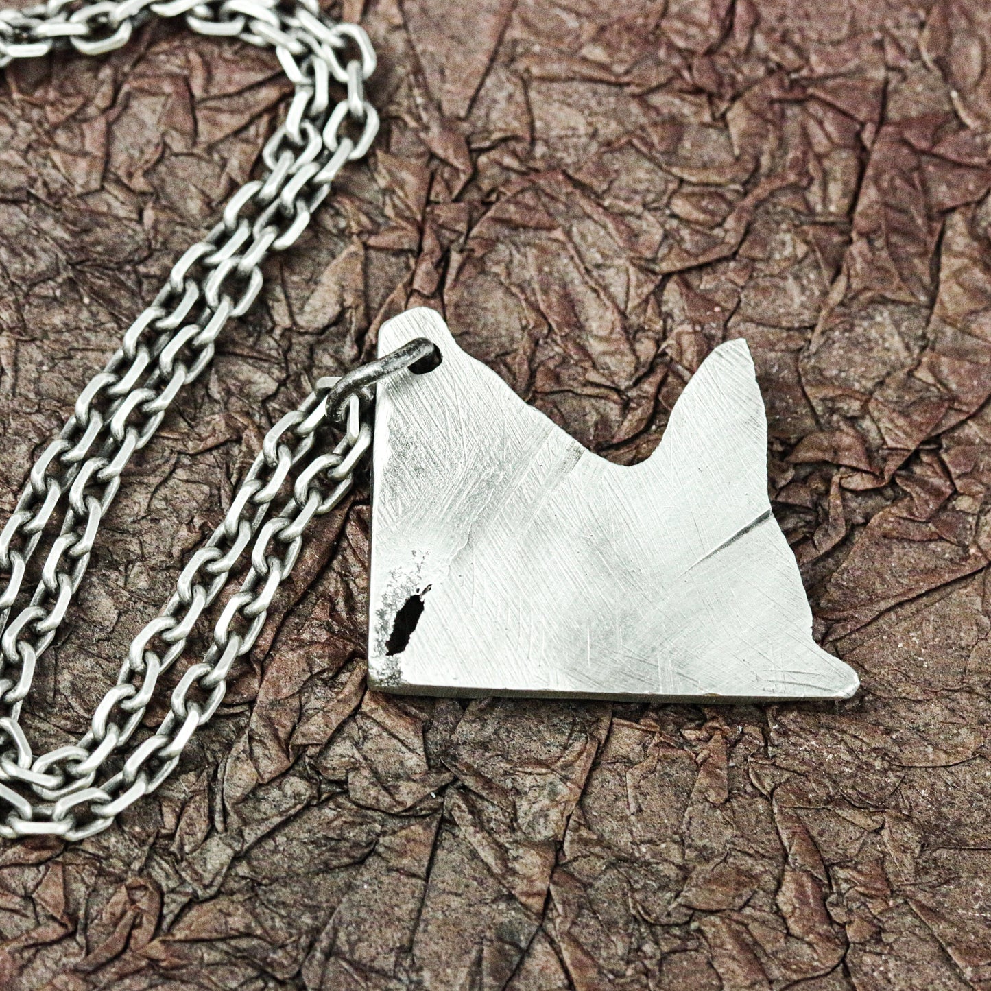 Fractured Fox Mask Pendant - 925 Silver Handcrafted