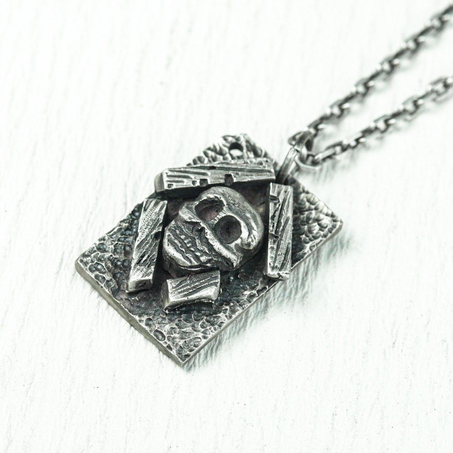 Buried Skull Relic Pendant - 925 Silver Handcrafted
