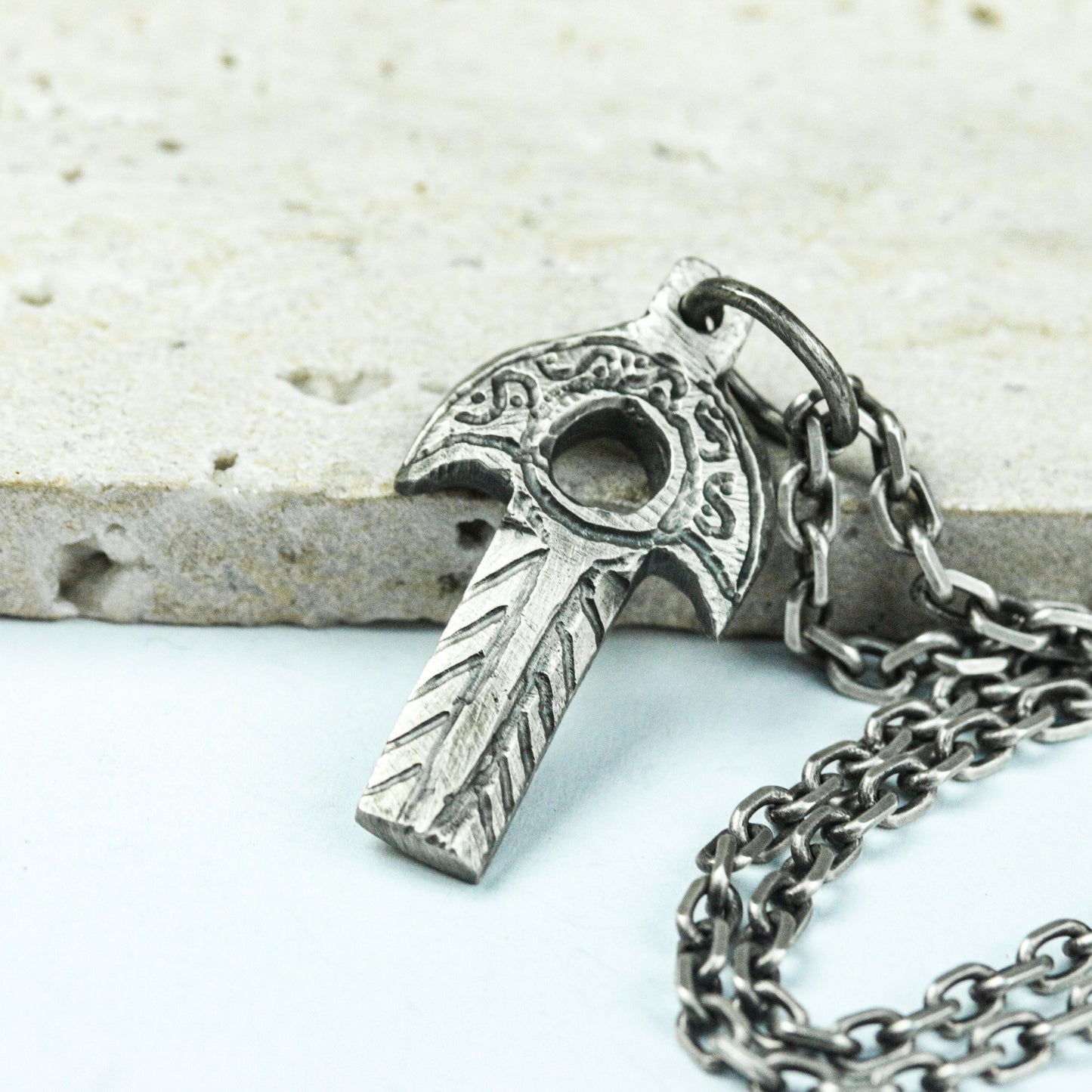 Runic Battle Axe Pendant - 925 Silver Handcrafted