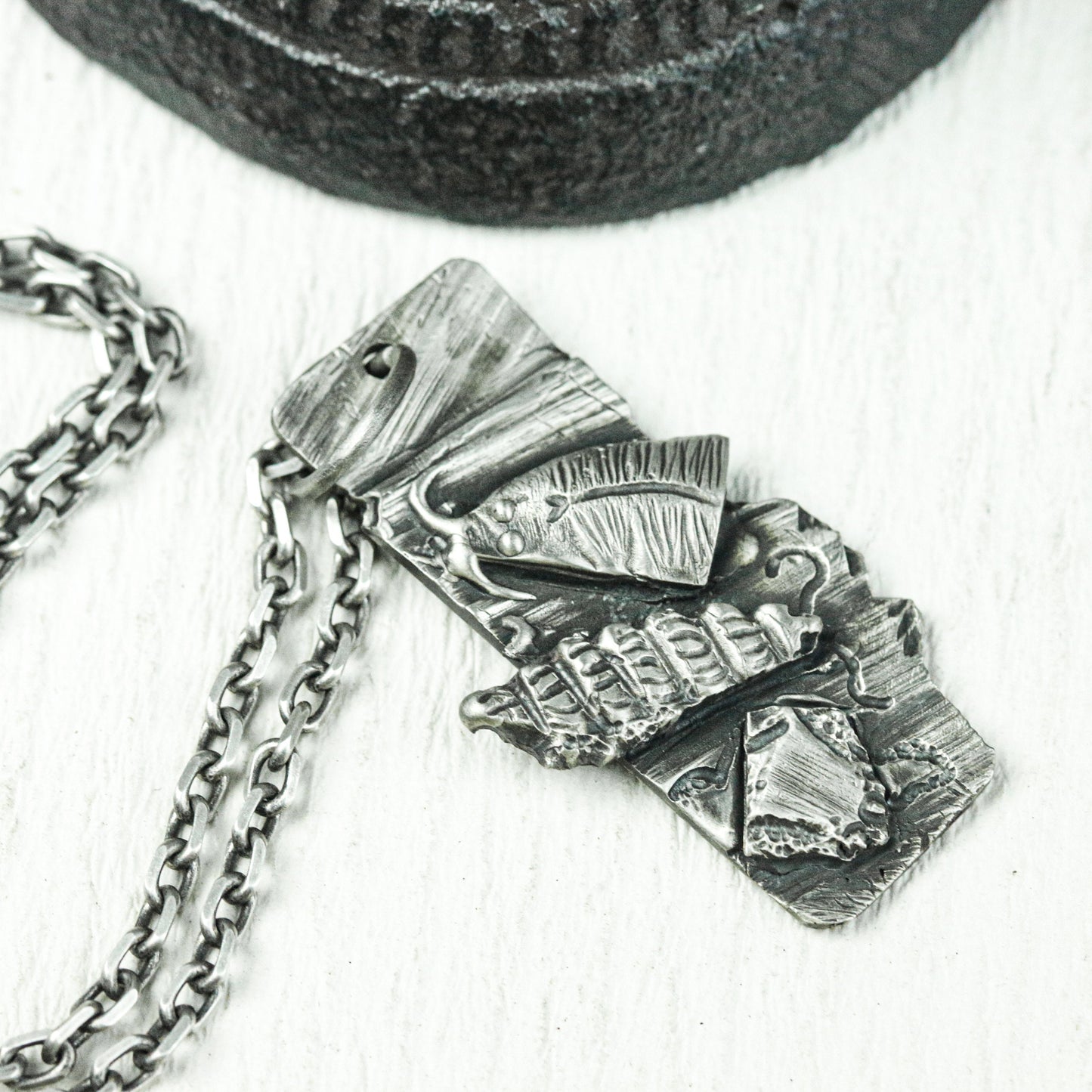 Angel Wing Scroll Amulet - Handcrafted in 925 Silver