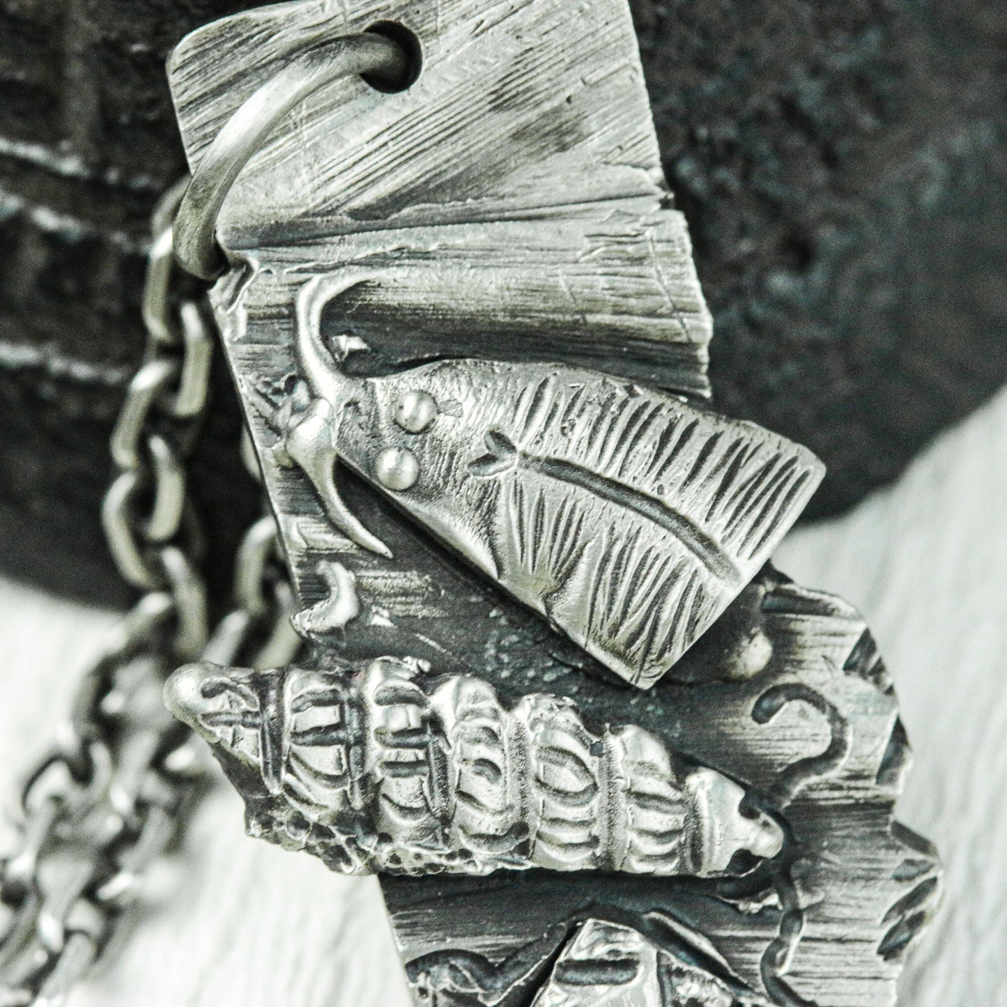 Angel Wing Scroll Amulet - Handcrafted in 925 Silver