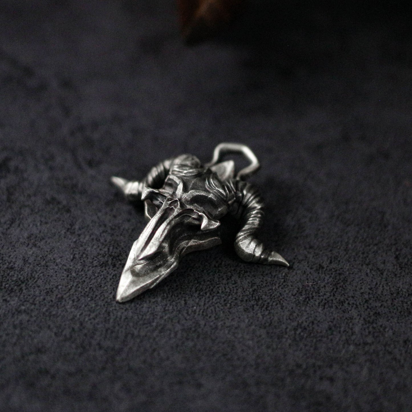Horned Demon Pendant - 925 Silver Handmade Dark Entity