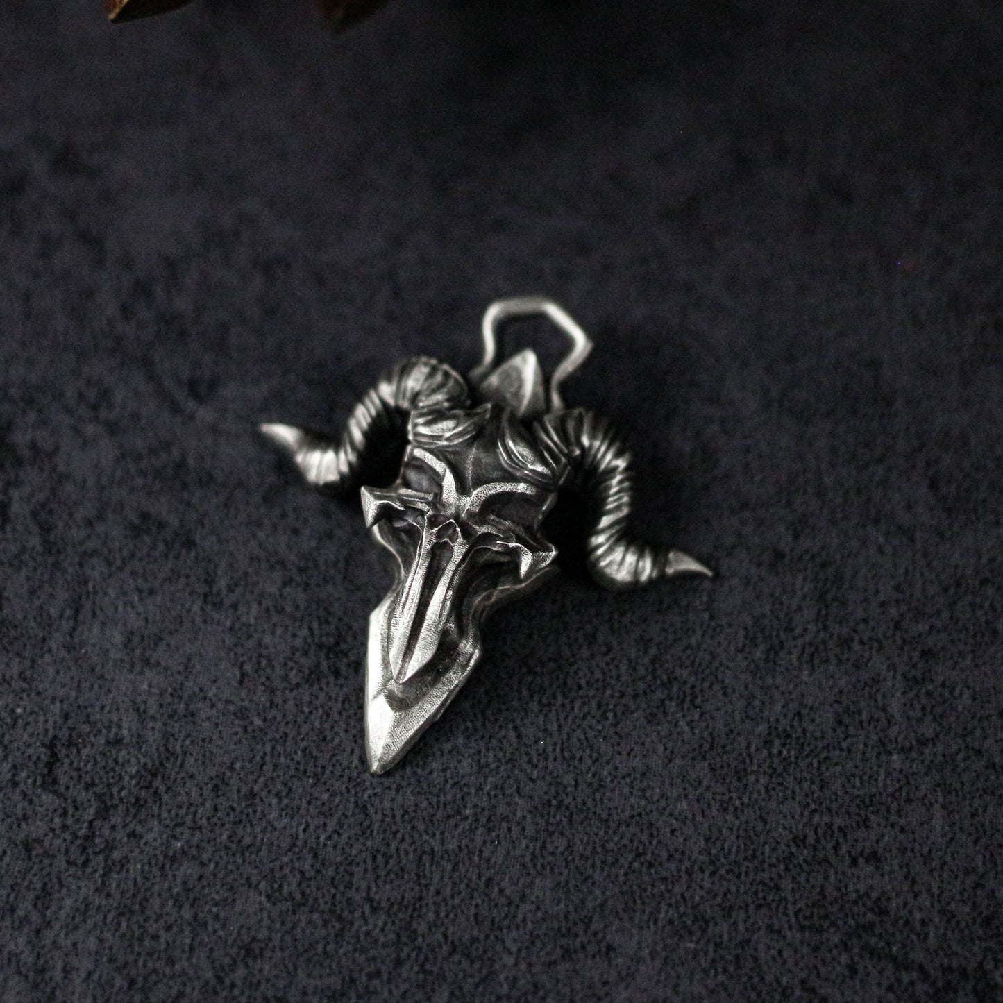 Horned Demon Pendant - 925 Silver Handmade Dark Entity