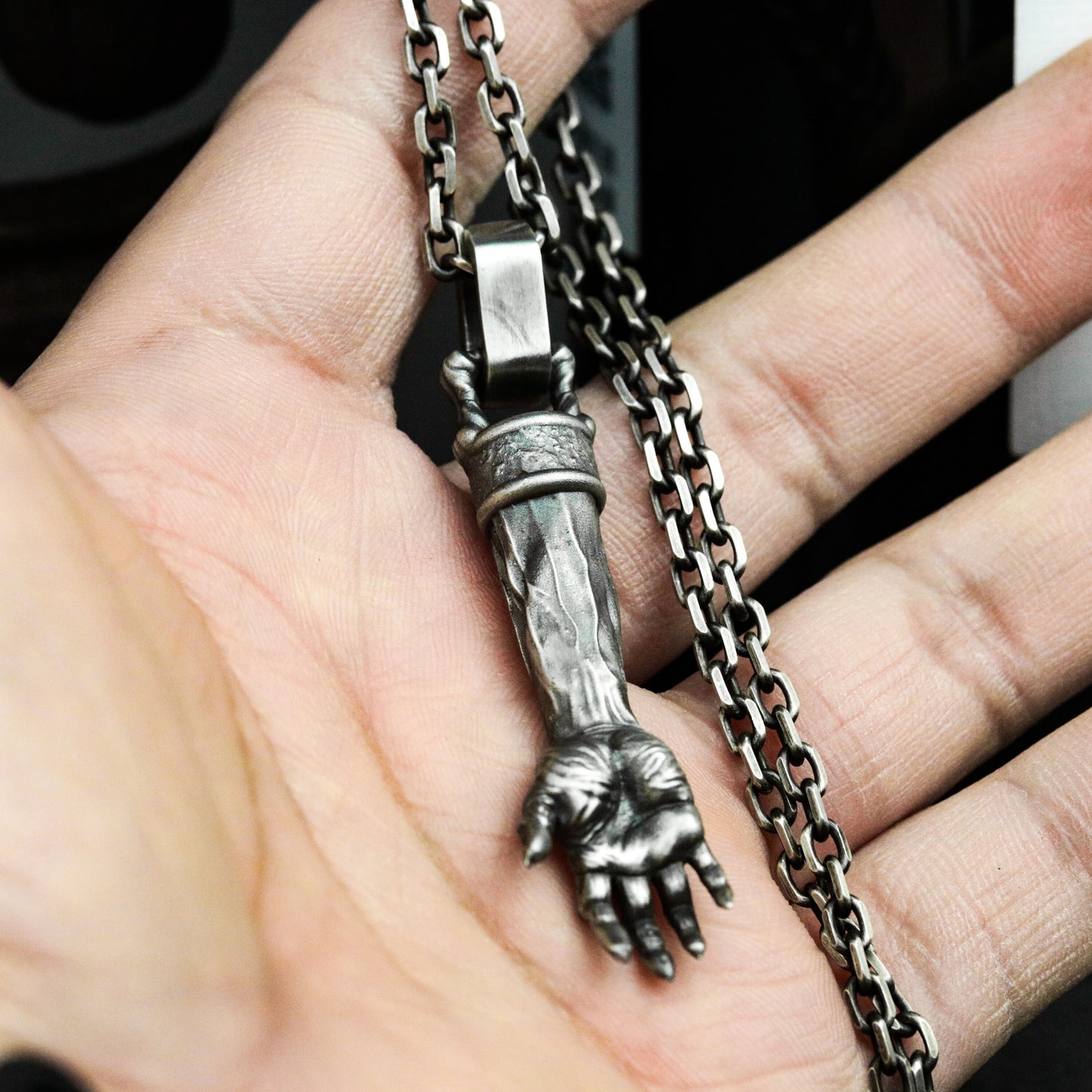 Arm Bone Pendant ¨C Handmade 925 Silver Anatomical Relic Necklace