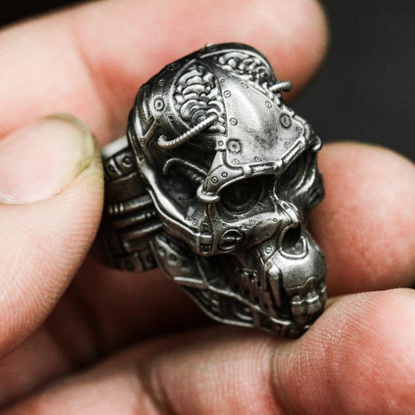 Mechanical Gorilla Skull Ring - 925 Sterling Silver Handmade