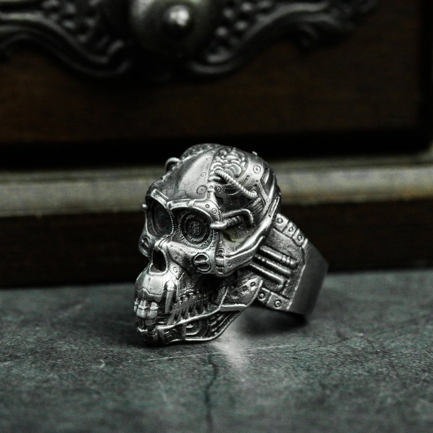 Mechanical Gorilla Skull Ring - 925 Sterling Silver Handmade