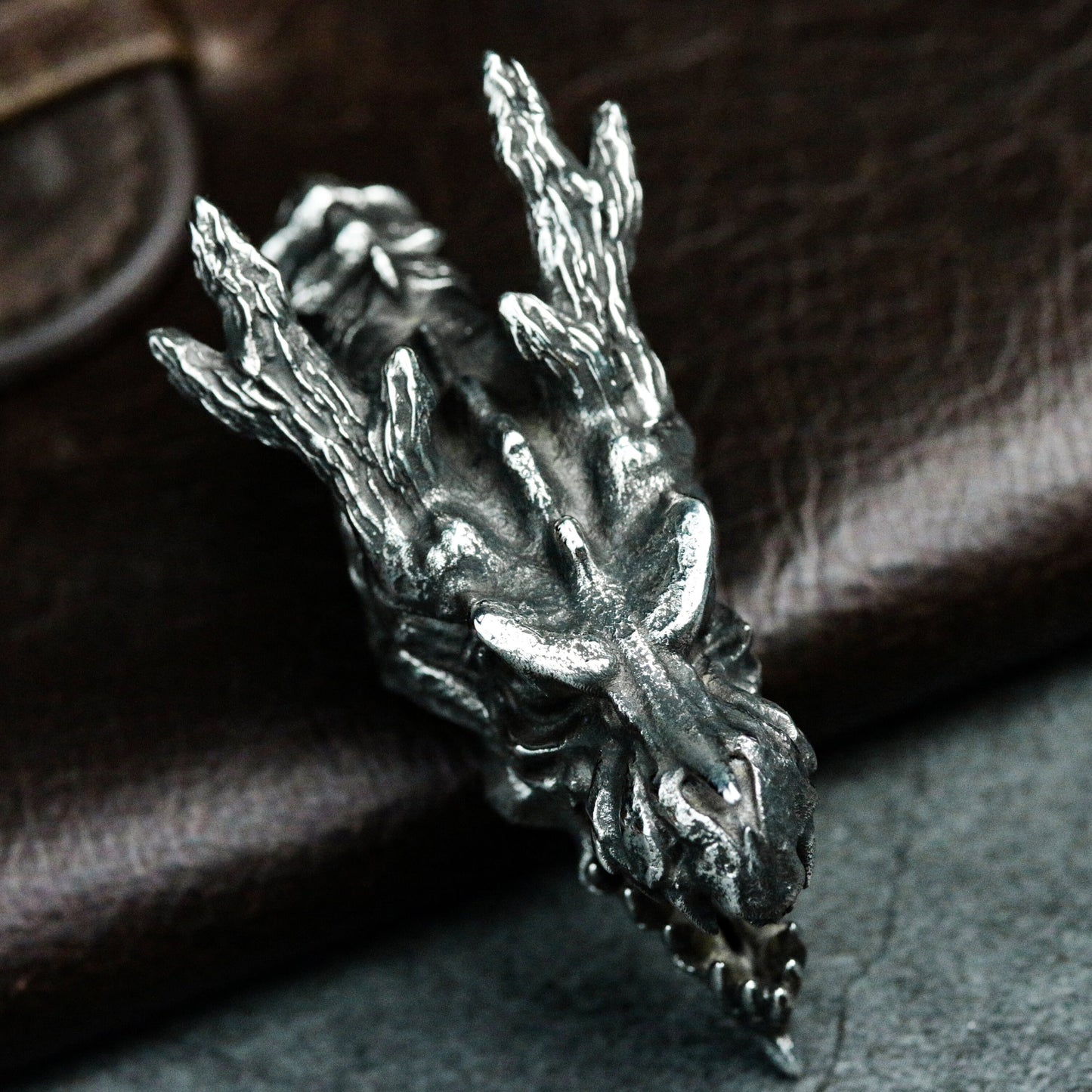 Dragon Skull Pendant - 925 Silver Handmade Fantasy Beast