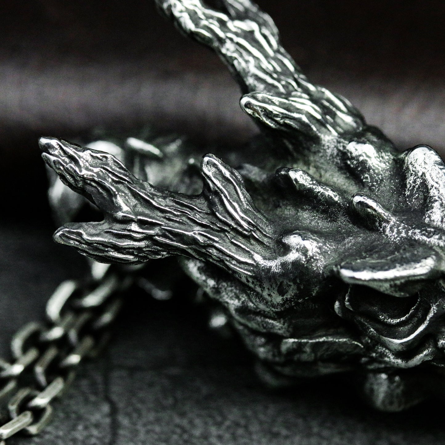 Dragon Skull Pendant - 925 Silver Handmade Fantasy Beast