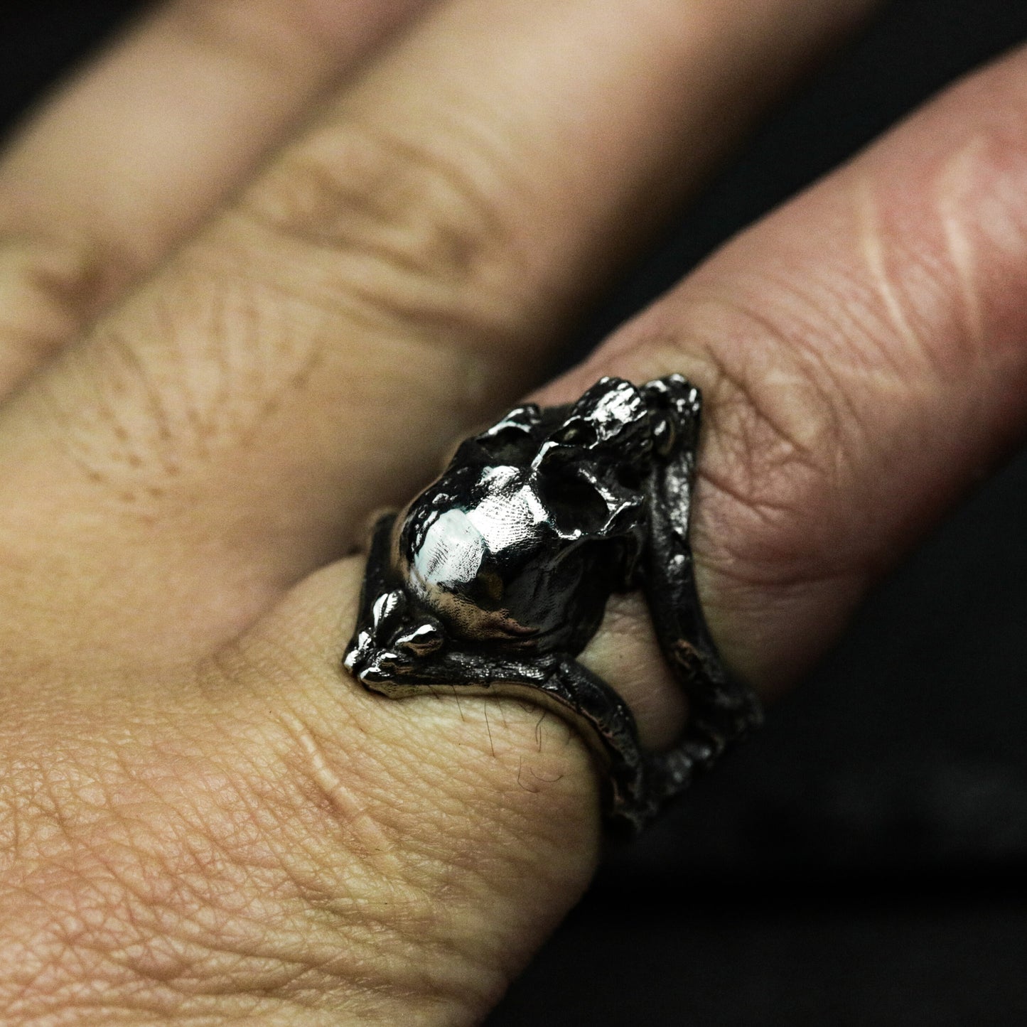 Skull Bite Ring - 925 Silver Handmade Edgy Design