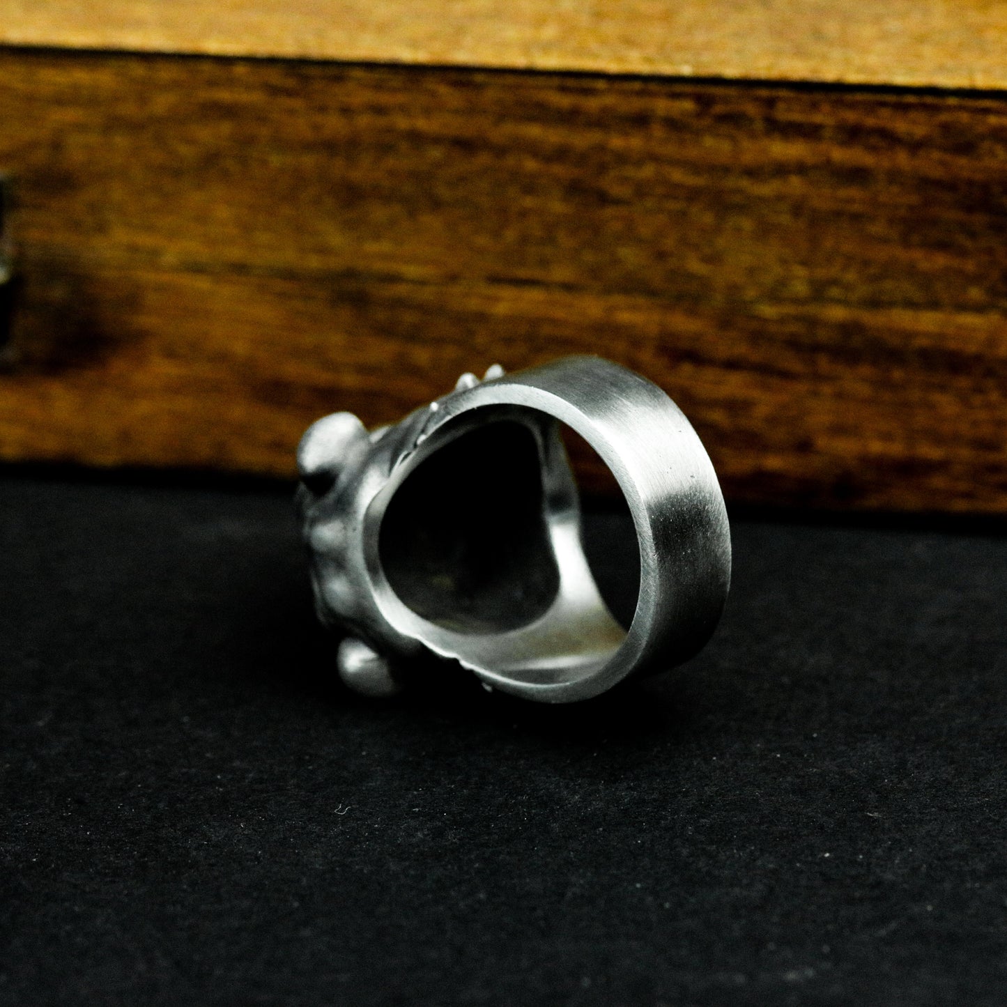 Bulldog Ring with Spiked Collar Detail - 925 Sterling Silver Handmade