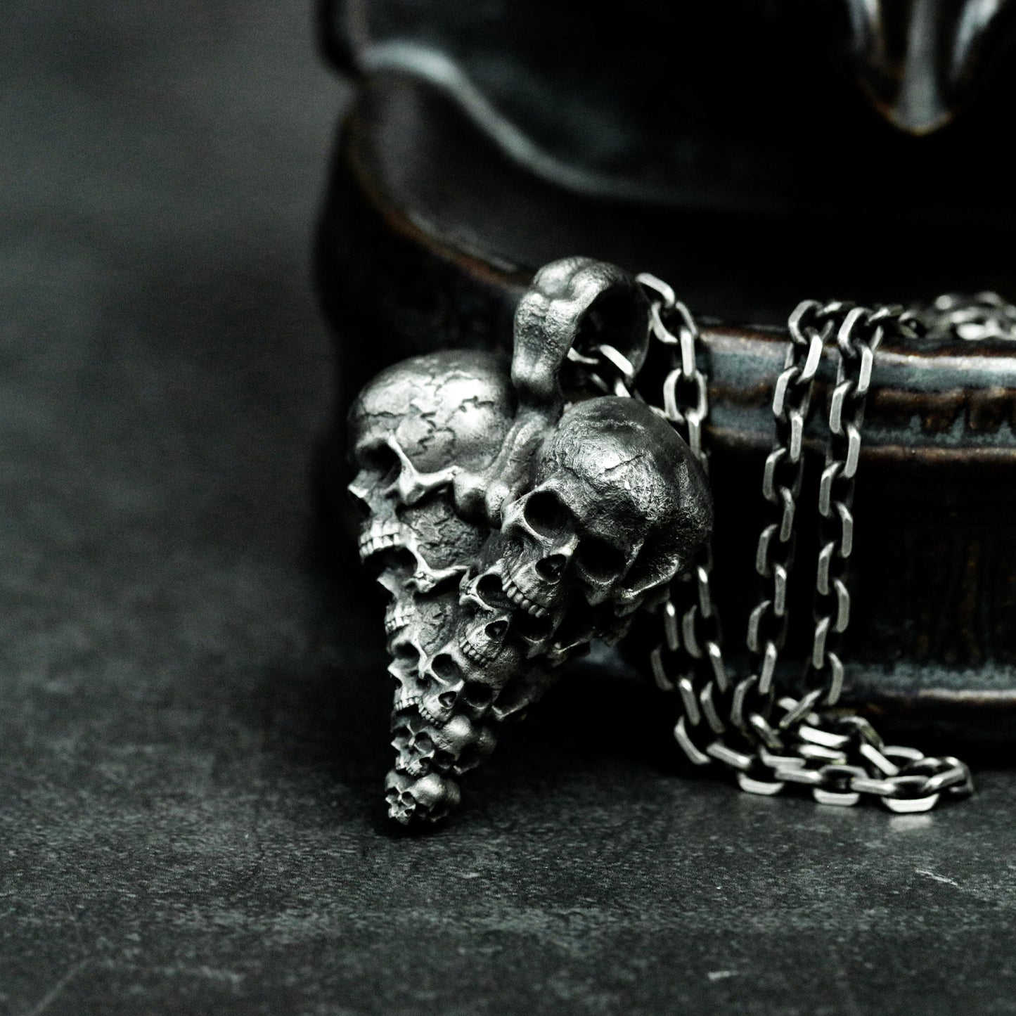 Cracked Heart Skull Pendant ¨C 925 Sterling Silver Handmade