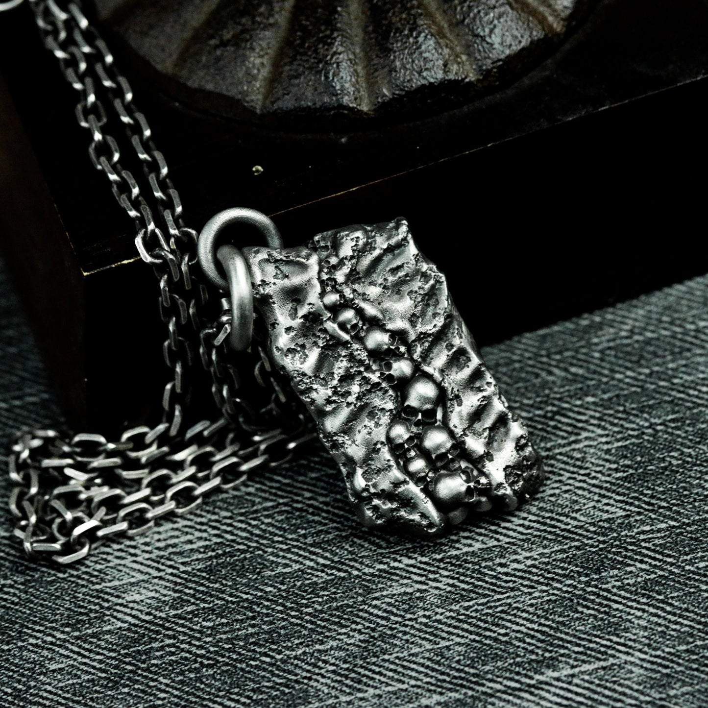 Textured Bone Wall Pendant ¨C 925 Sterling Silver Handmade