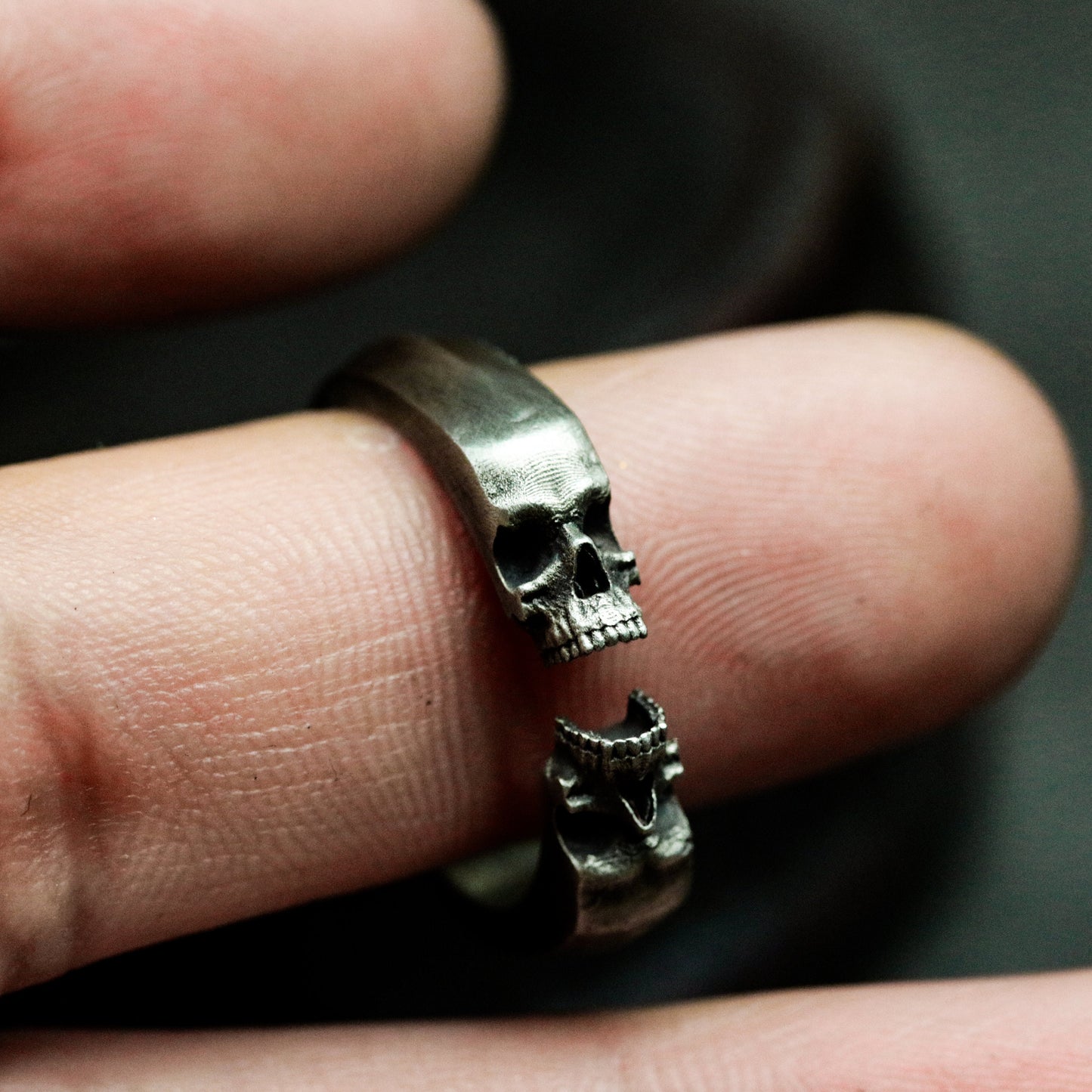 Adjustable Skull Ring - 925 Silver Handmade