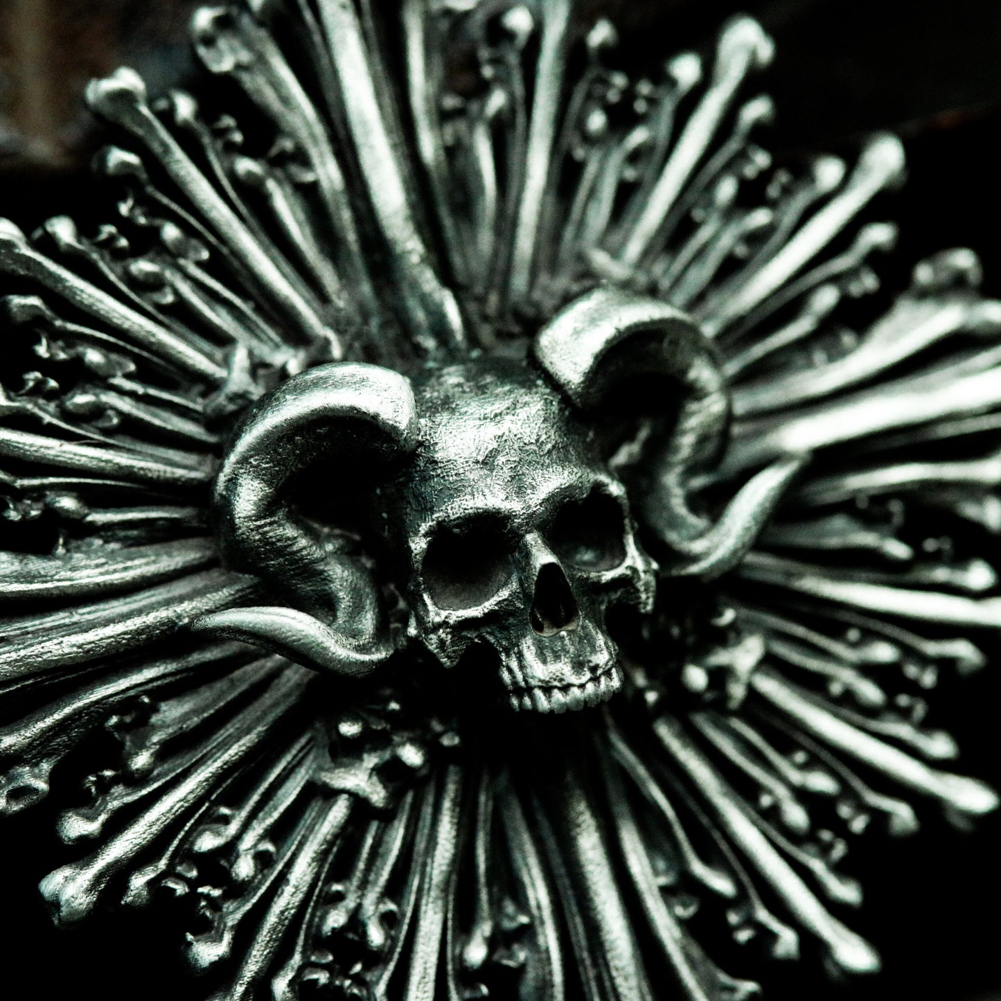 Radiant Skull Pendant with Spiked Halo ¨C 925 Sterling Silver Handmade