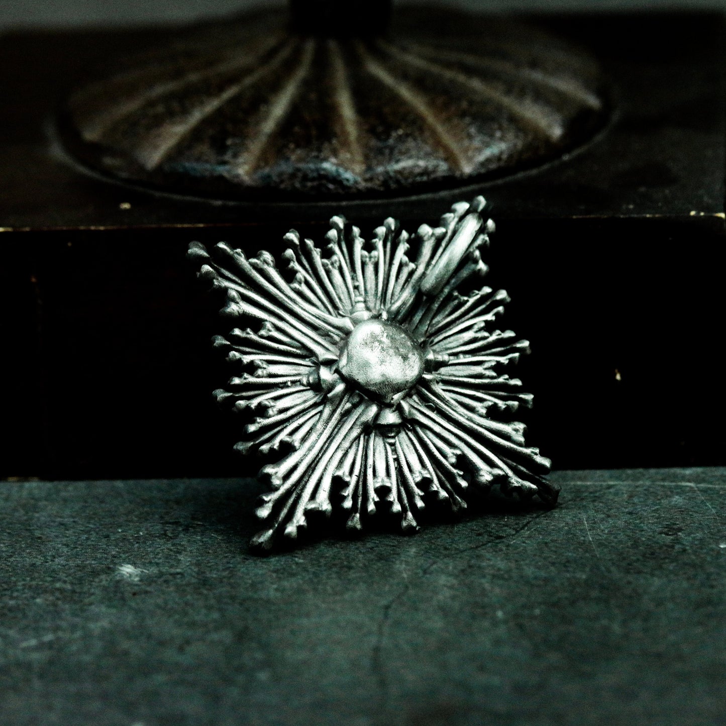 Radiant Skull Pendant with Spiked Halo ¨C 925 Sterling Silver Handmade