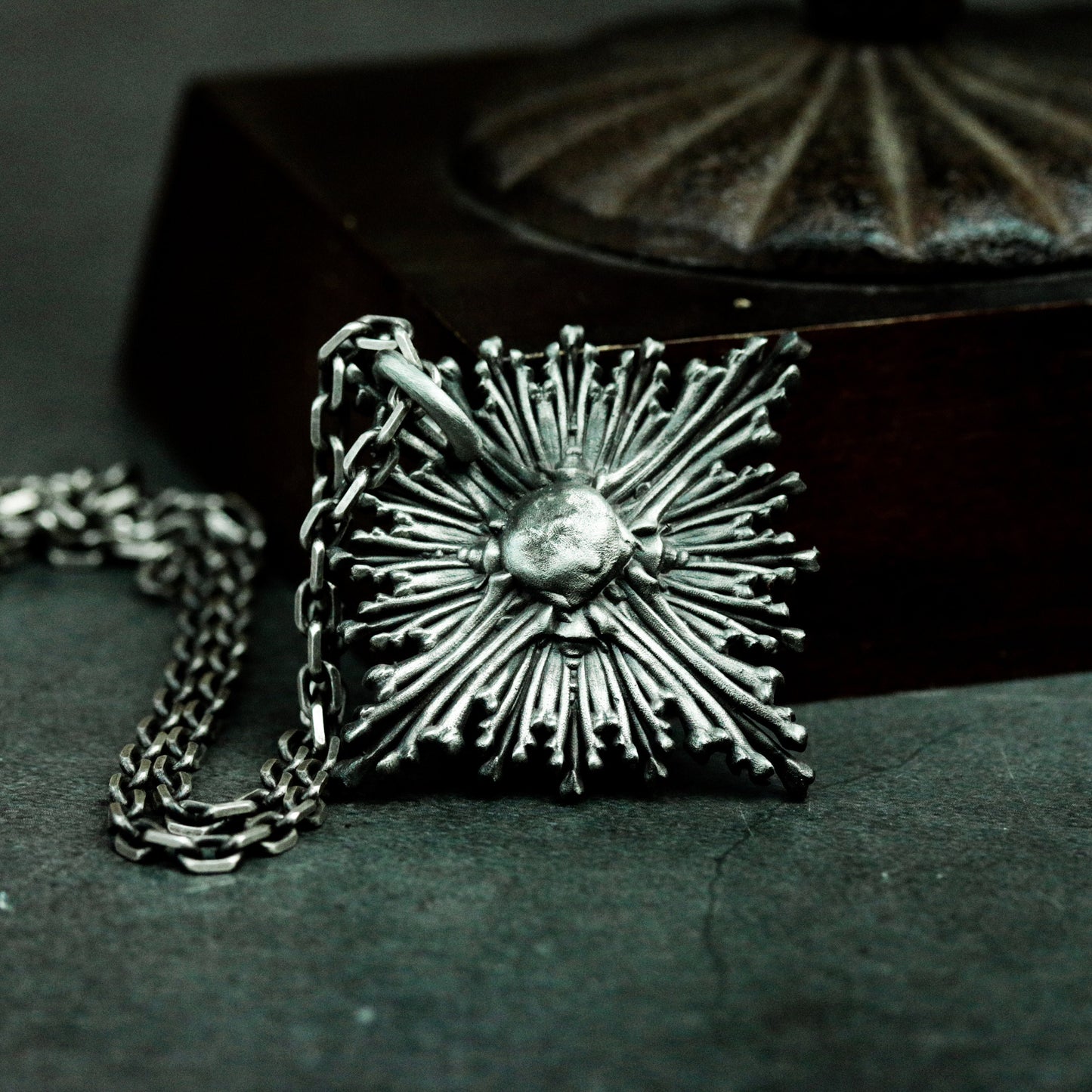 Radiant Skull Pendant with Spiked Halo ¨C 925 Sterling Silver Handmade
