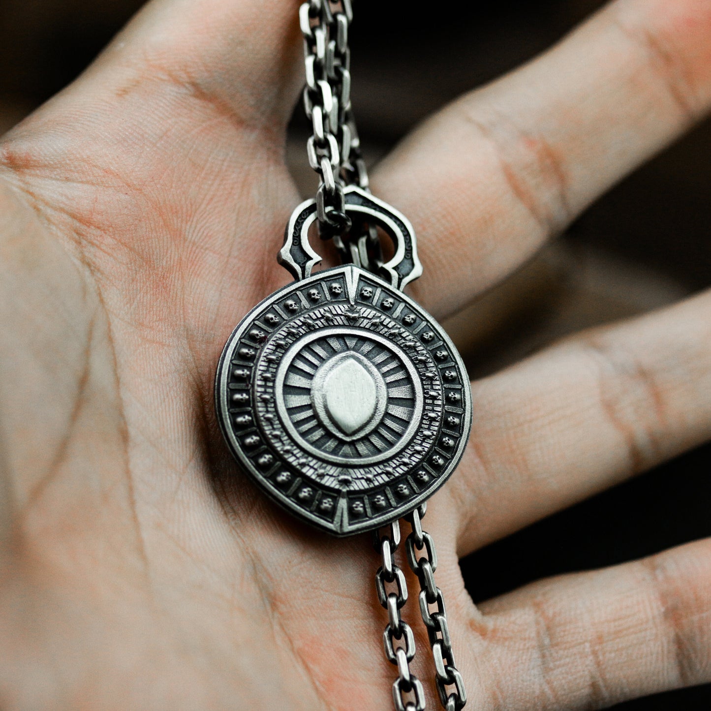 Scarab Medallion Pendant ¨C 925 Silver Handmade