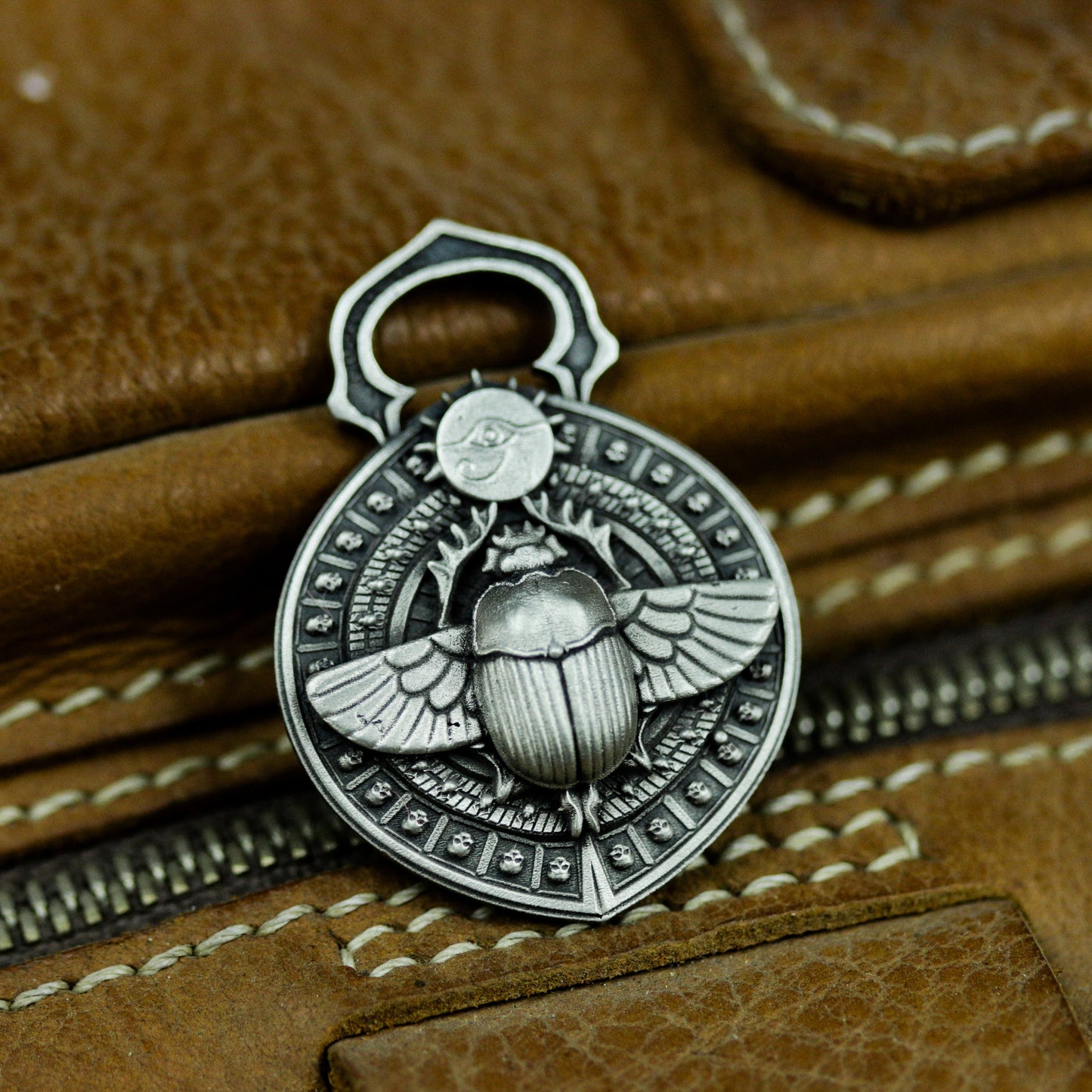 Scarab Medallion Pendant ¨C 925 Silver Handmade