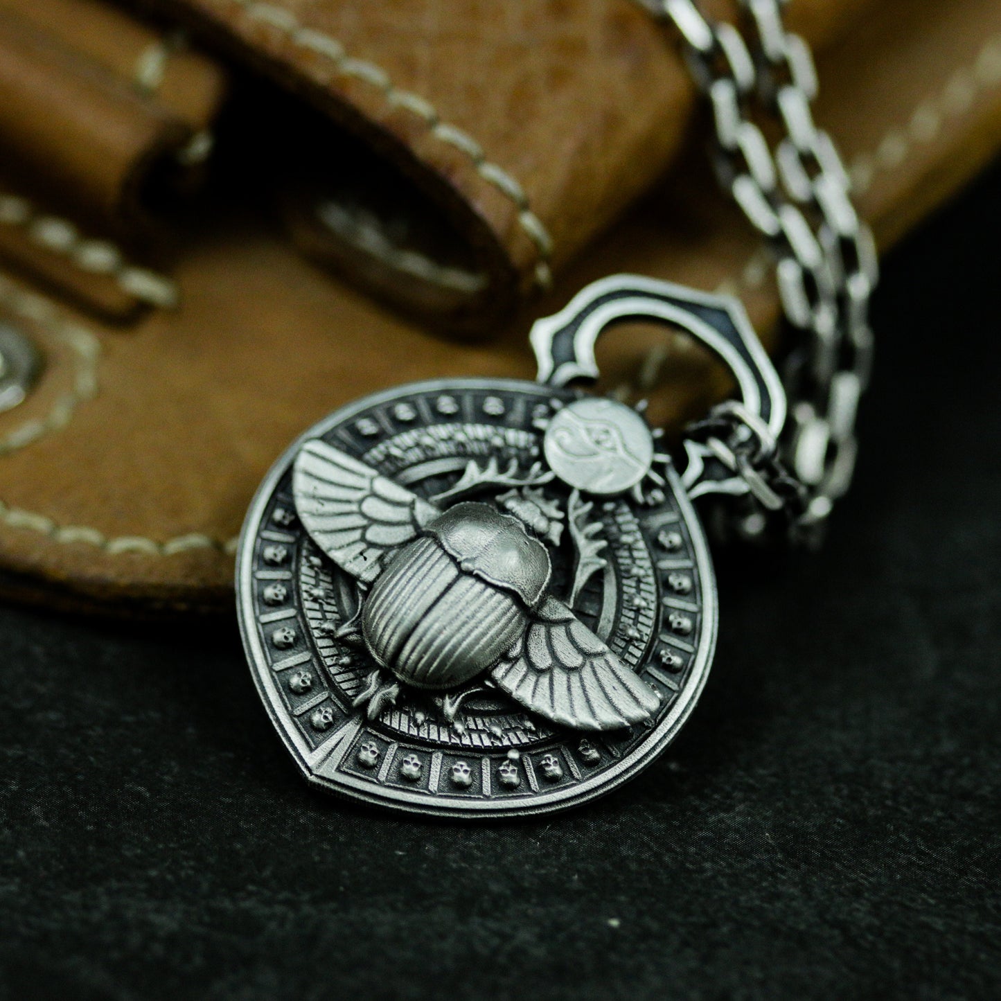 Scarab Medallion Pendant ¨C 925 Silver Handmade