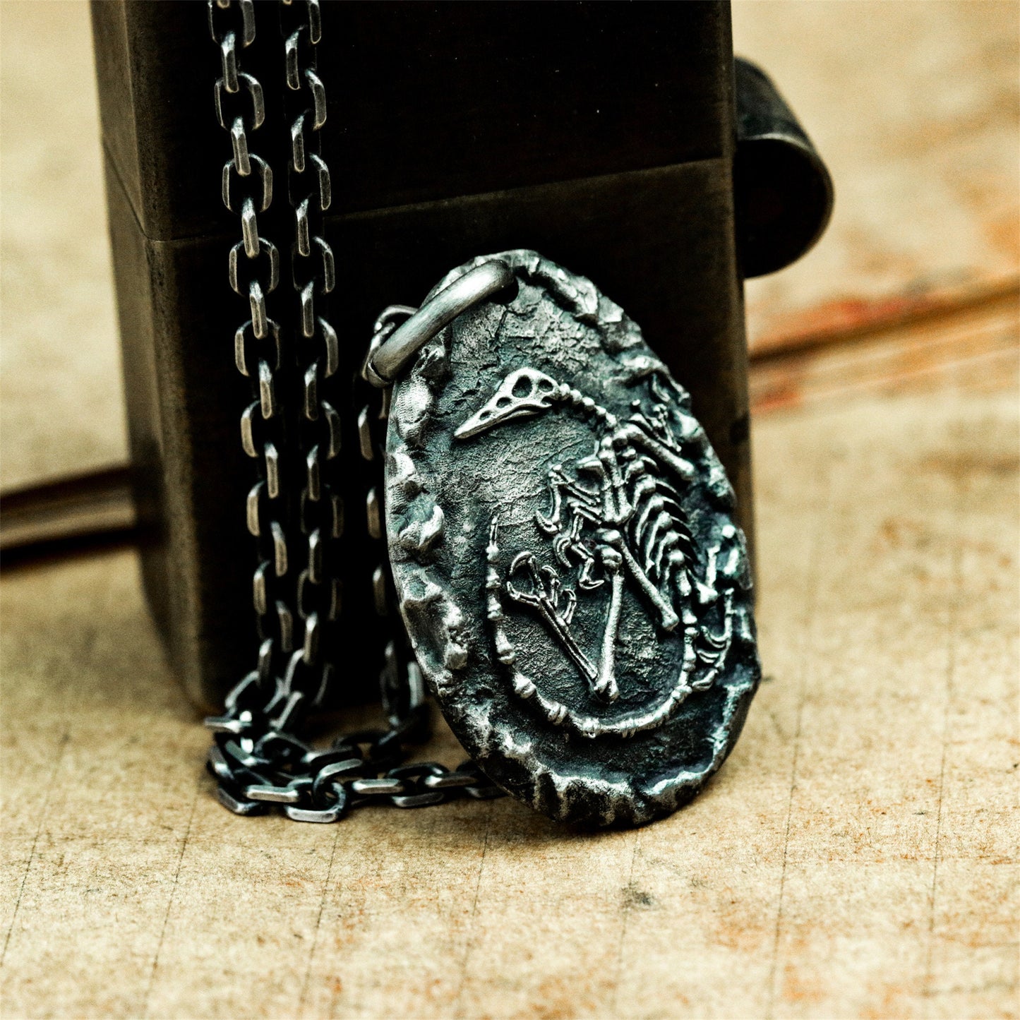 Fossil-Style Insect Shell Pendant (Flat) ¨C 925 Sterling Silver Handmade
