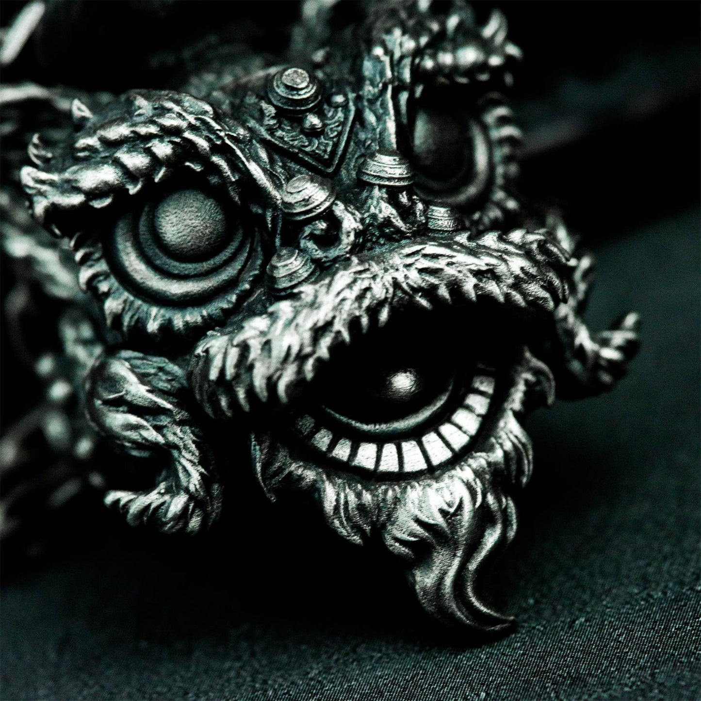 Tang Lion Guardian Pendant - 925 Sterling Silver Handmade