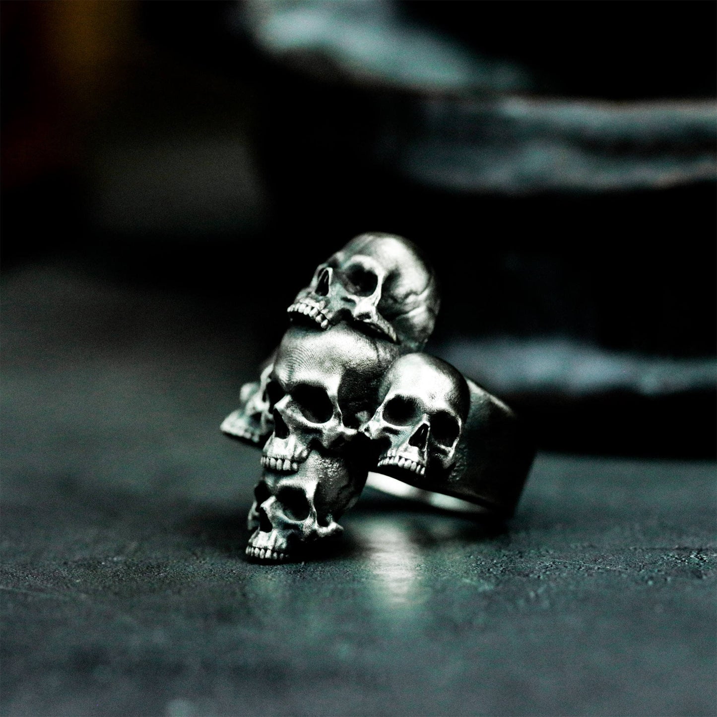 Five Skulls Ring - 925 Silver Handmade