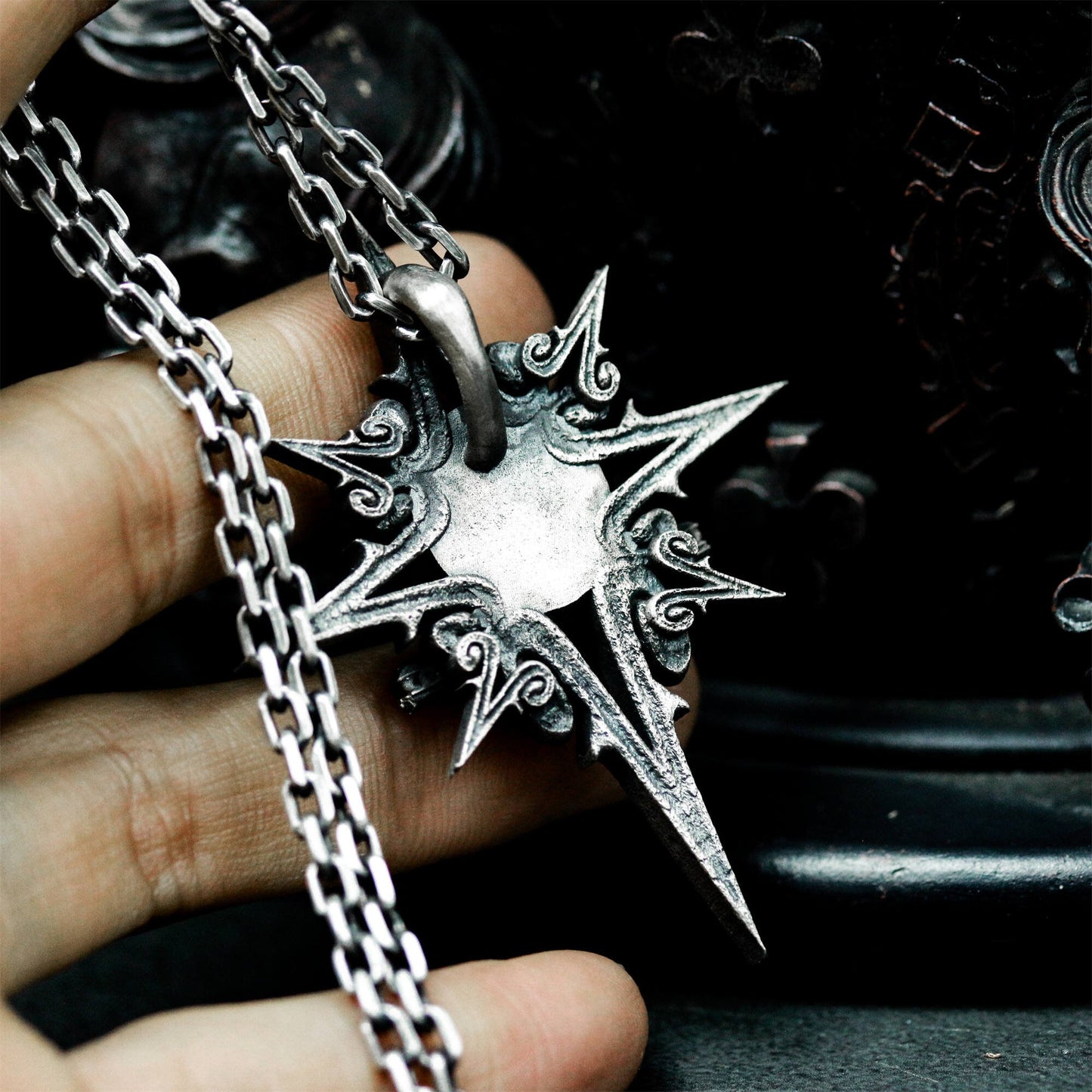 Spiked Skull Pendant ¨C Handmade 925 Silver Combat Totem Necklace