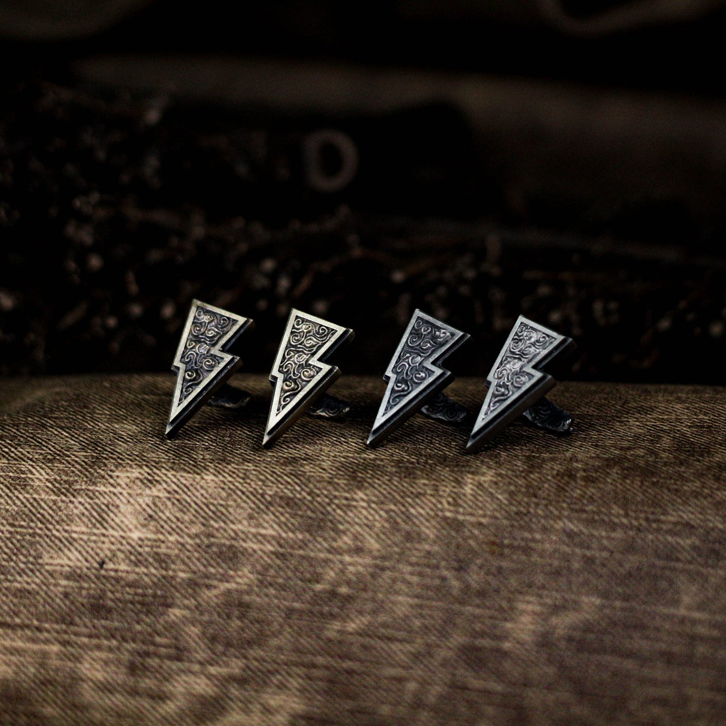 Lightning Pattern Cufflinks - 925 Silver Handmade