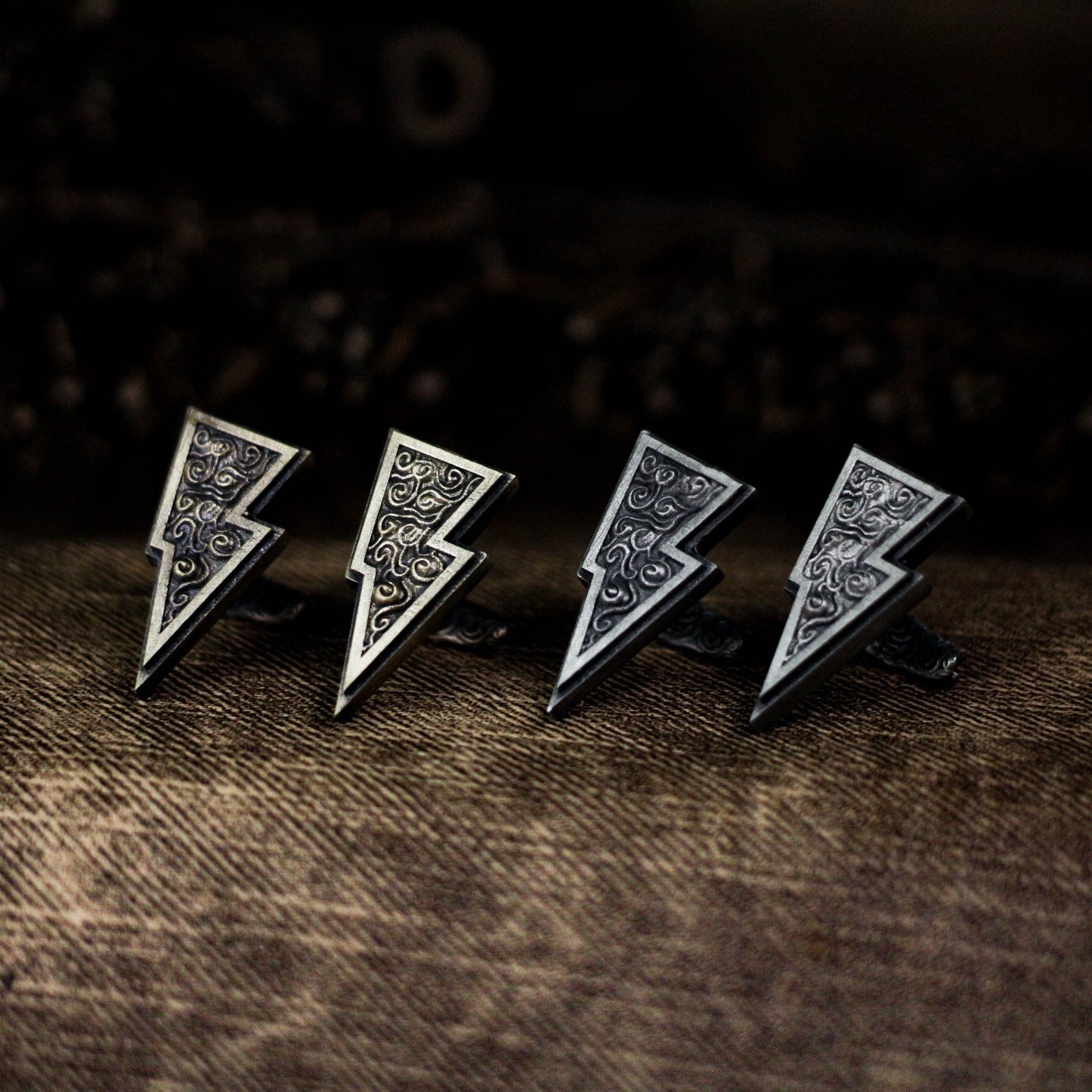 Lightning Pattern Cufflinks - 925 Silver Handmade