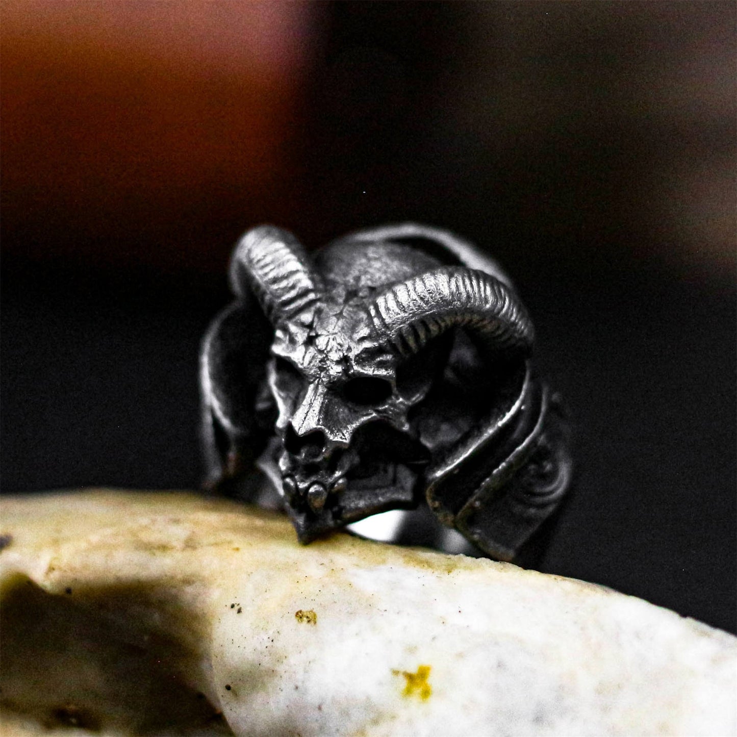 Horned Demon Skull Ring ¨C 925 Sterling Silver Handmade