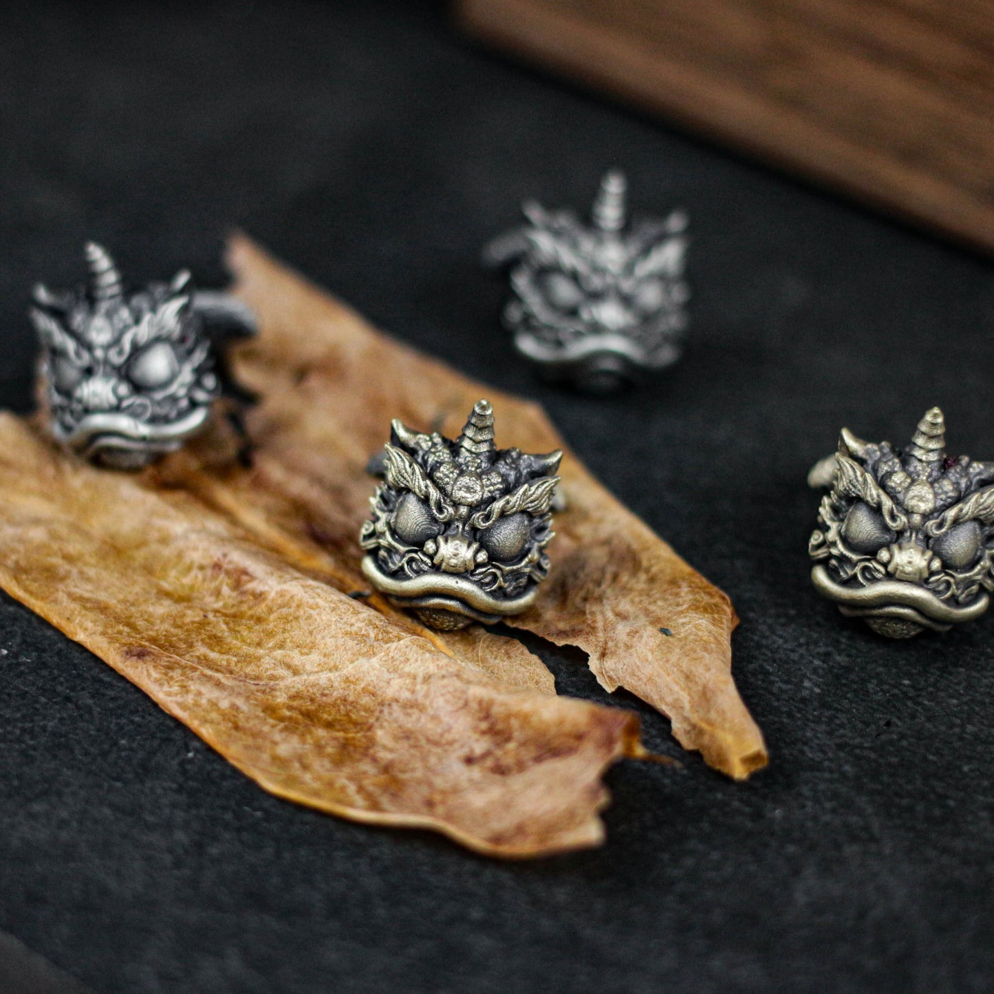 Oriental Waking Lion Cufflinks - 925 Silver Handmade