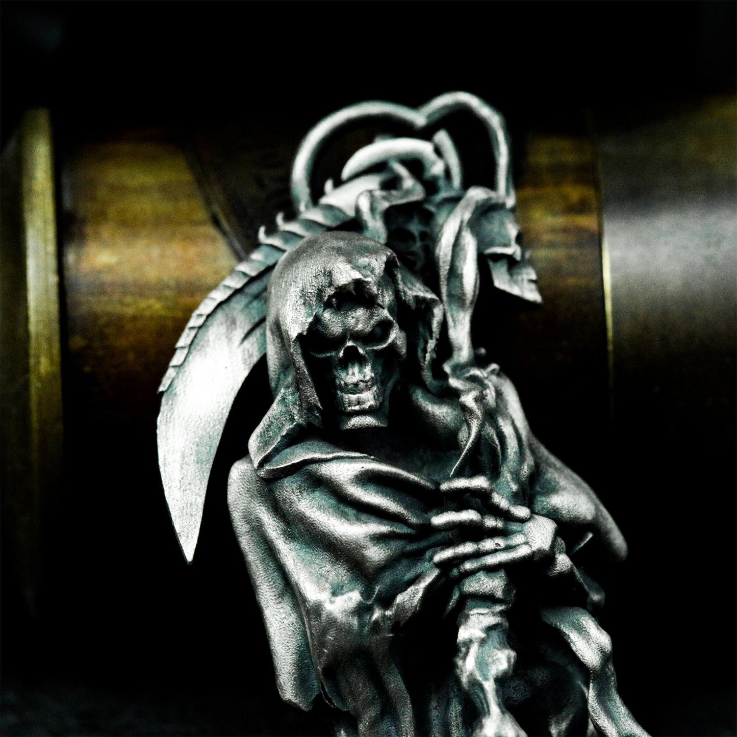 Sitting Reaper Pendant ¨C Handmade 925 Silver Death Figure Necklace