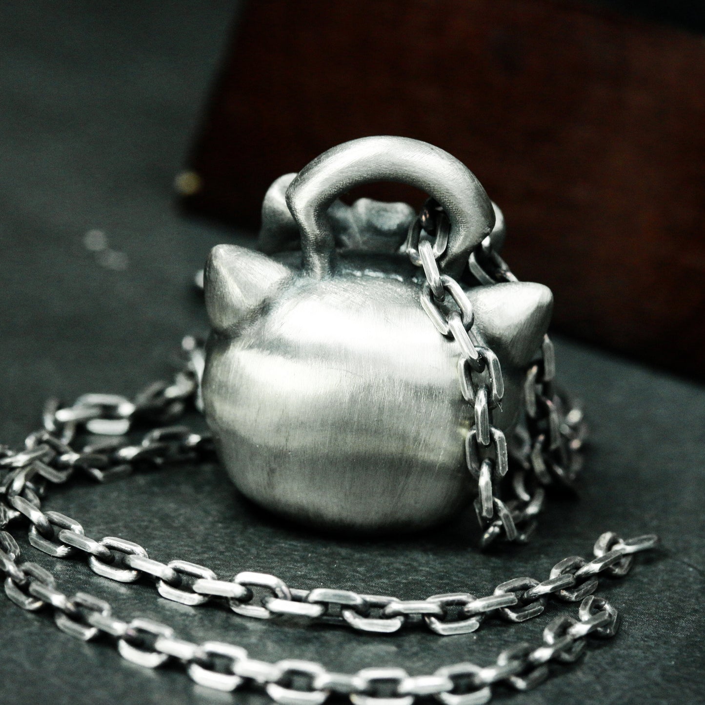 Cute Skull Cat Pendant - 925 Sterling Silver Handmade Gothic