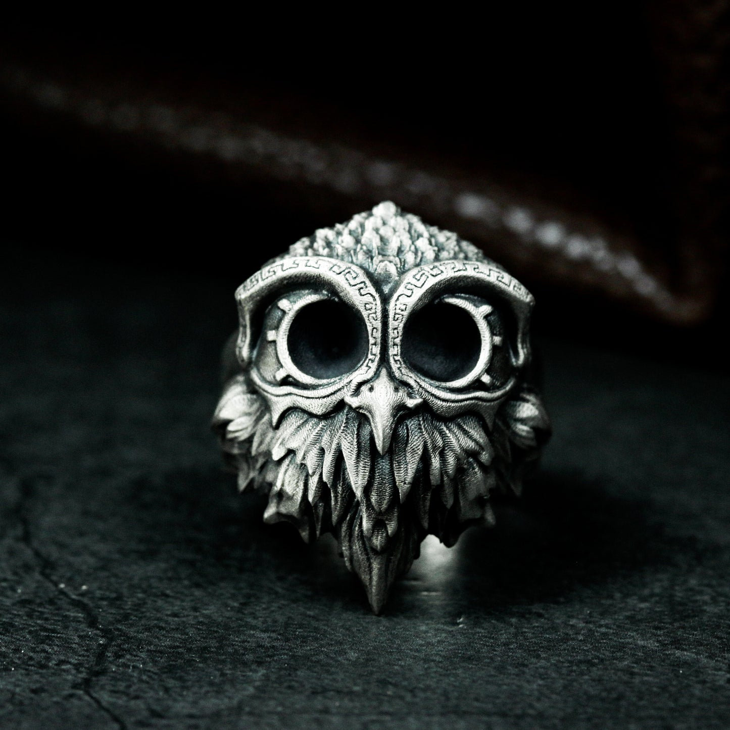 Goggled Owl Ring ¨C Handmade 925 Silver Forest Guardian Band