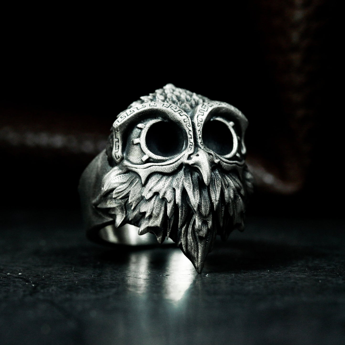 Goggled Owl Ring ¨C Handmade 925 Silver Forest Guardian Band