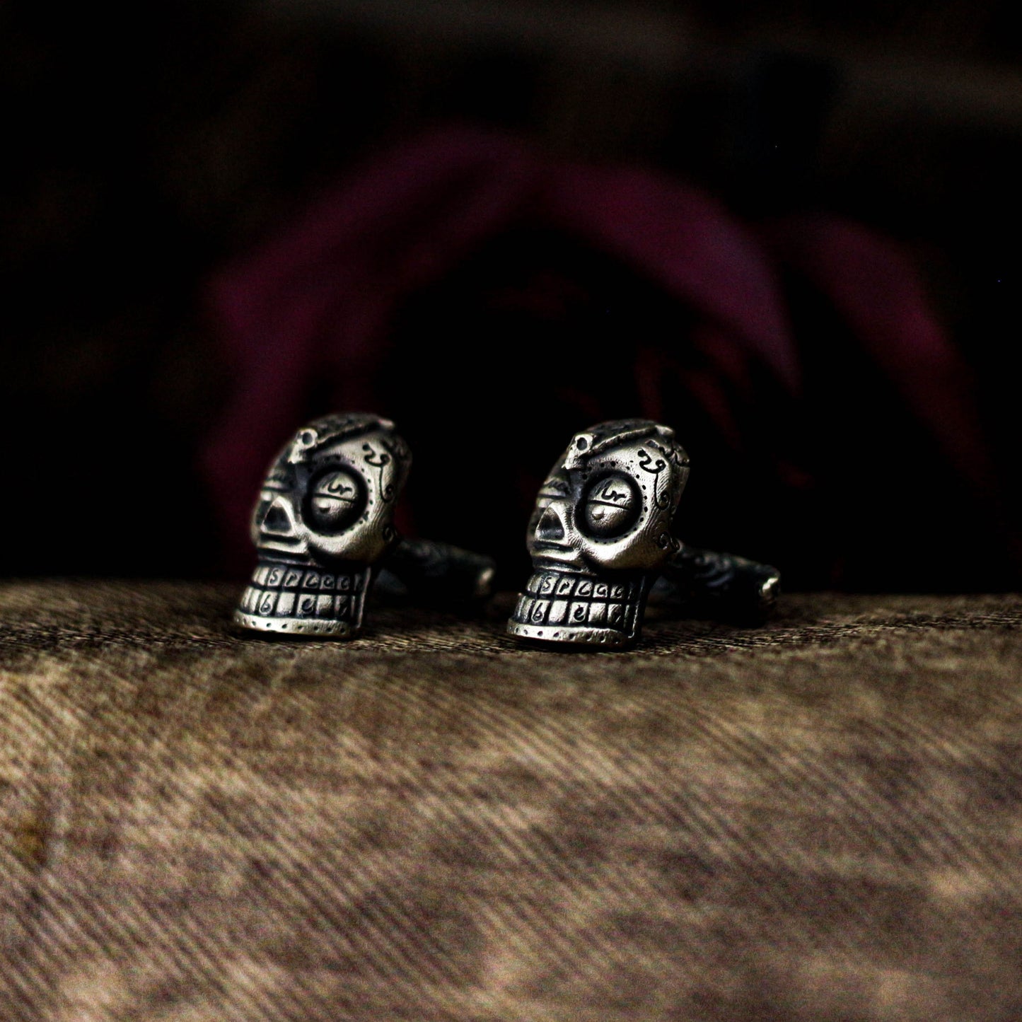 Mexican Gangster Skull Cufflinks - 925 Sterling Silver Handmade