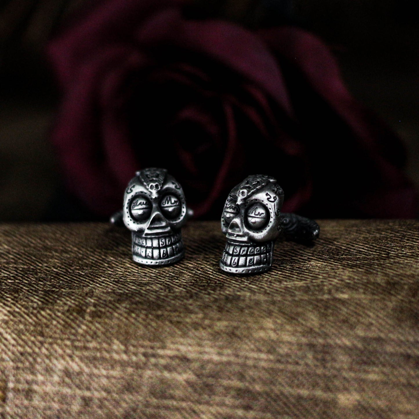 Mexican Gangster Skull Cufflinks - 925 Sterling Silver Handmade