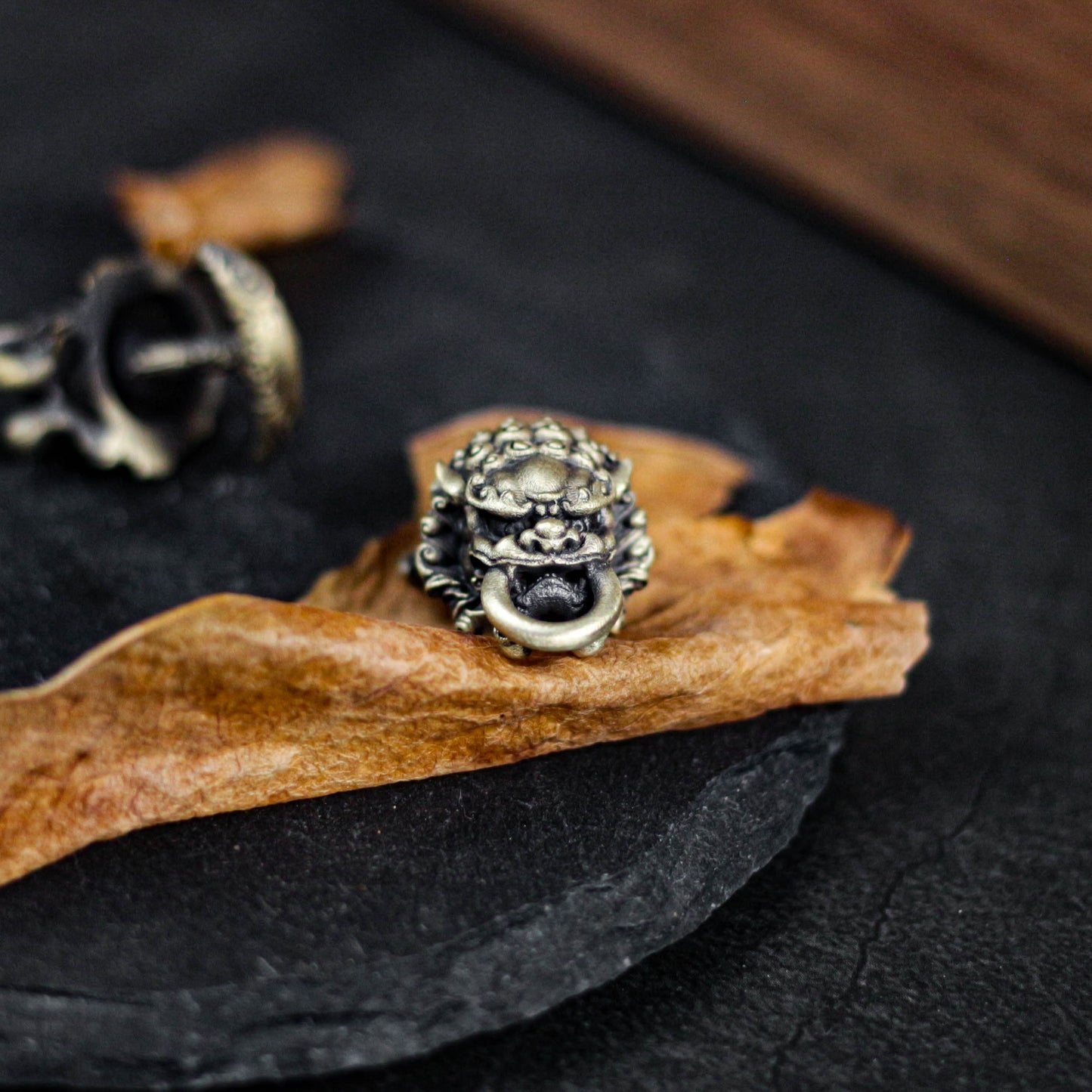 Tang Lion Bite Cufflinks, 925 Silver Handmade