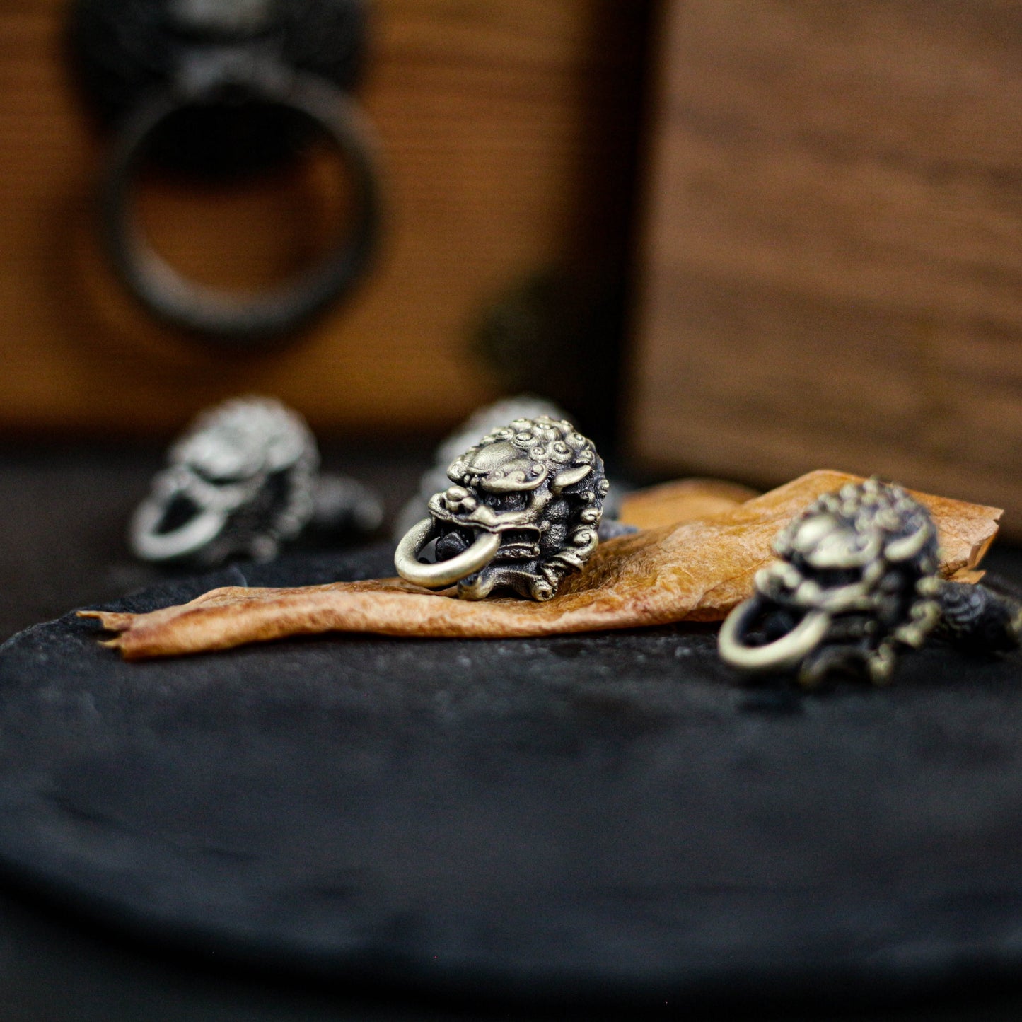 Tang Lion Bite Cufflinks, 925 Silver Handmade