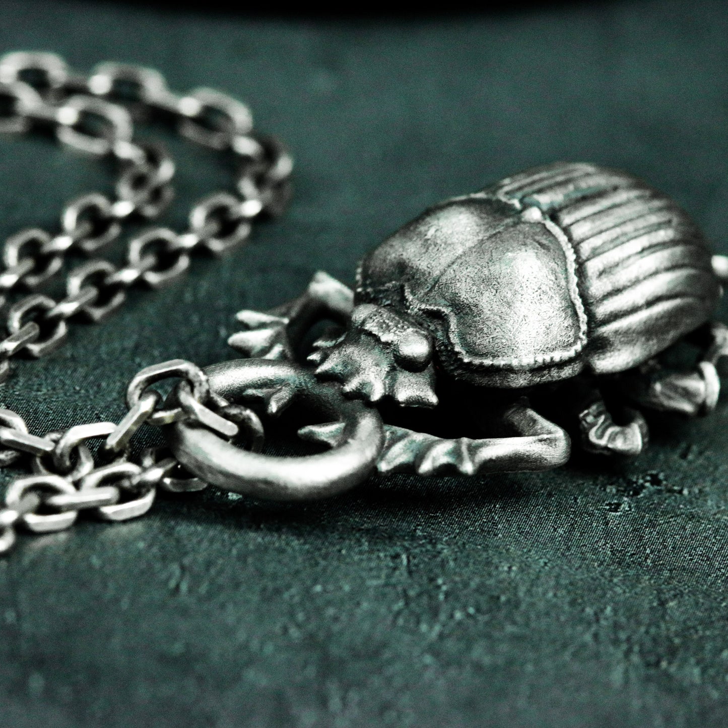 Scarab Pendant with Star-Point Frame - 925 Sterling Silver Handmade