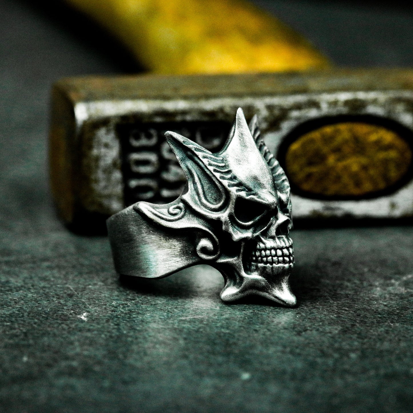 Horned Demon Skull Ring ¨C 925 Silver Handmade