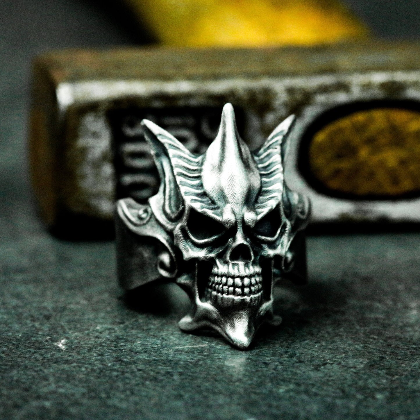 Horned Demon Skull Ring ¨C 925 Silver Handmade