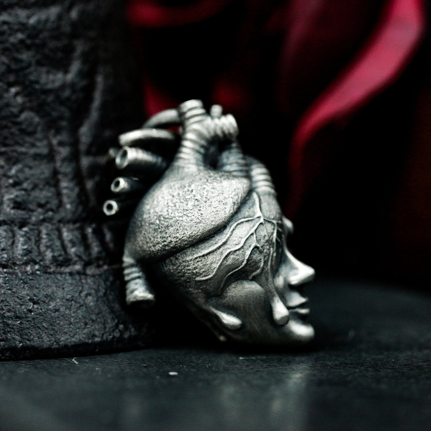Mind Heart Face Pendant ¨C Handmade 925 Silver Surreal Anatomy Necklace
