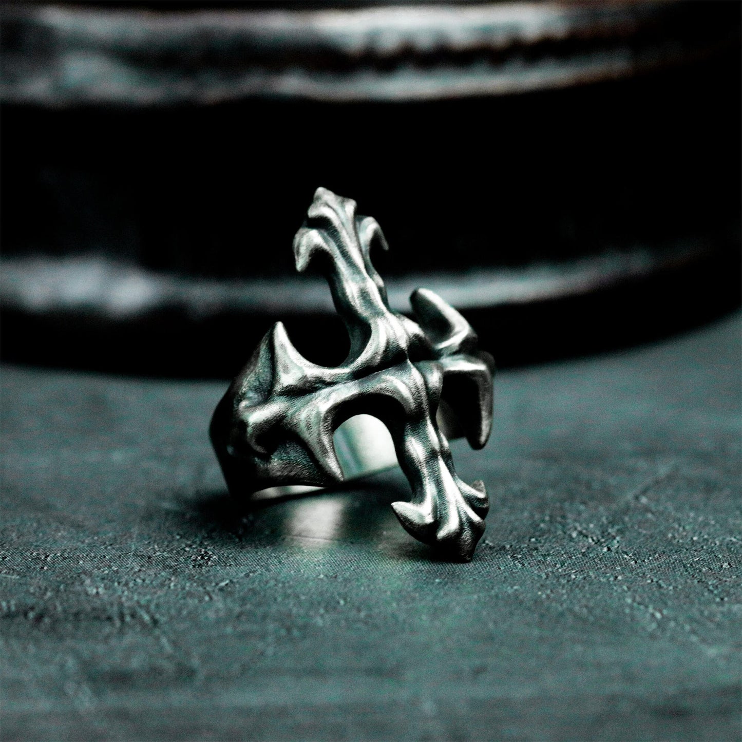 Cross Fleur Ring - 925 Sterling Silver Handmade Gothic